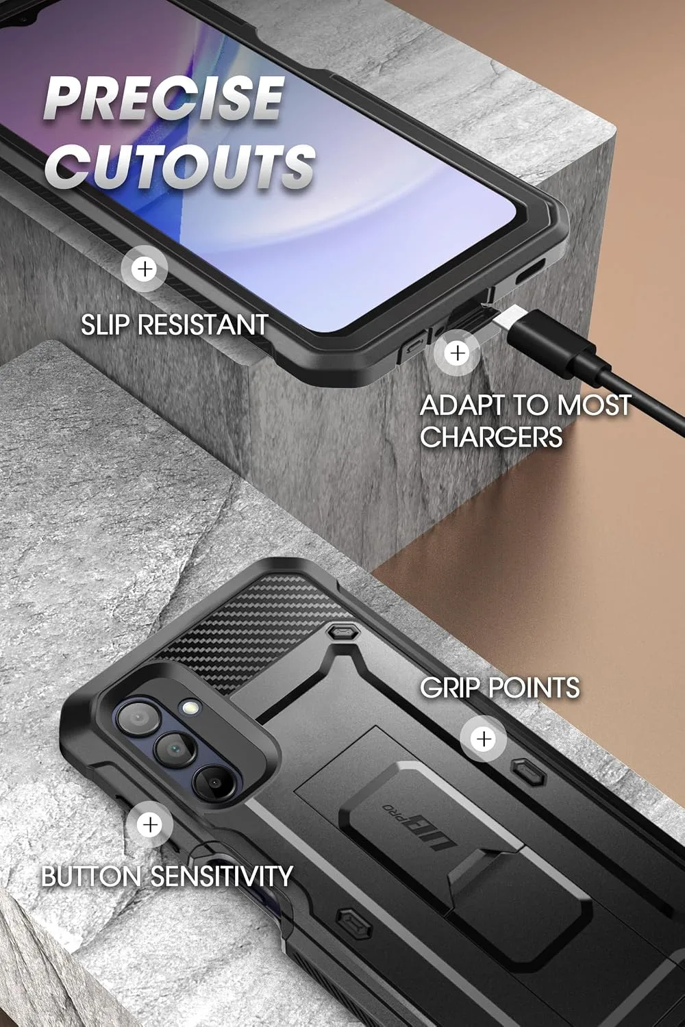 SUPCASE for Samsung Galaxy A16 5G Case with Screen Protector, Black