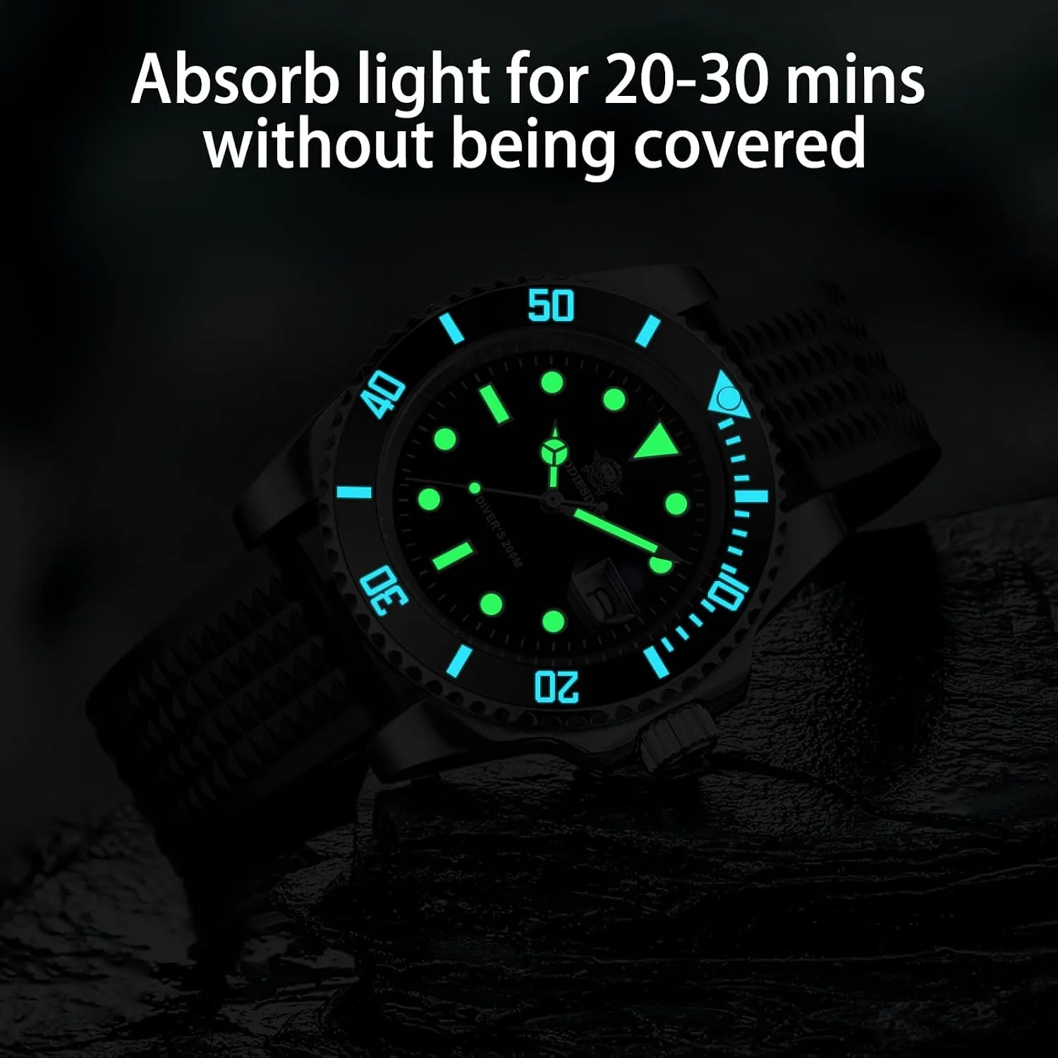 ADDIESDIVE 41 MM Mens Dive Watch Quartz Movement Watches for Men Easy to Read Dial 200 M Waterproof BGW9 Luminous Analog Orange/Red/Green/Black Gradient Dial
