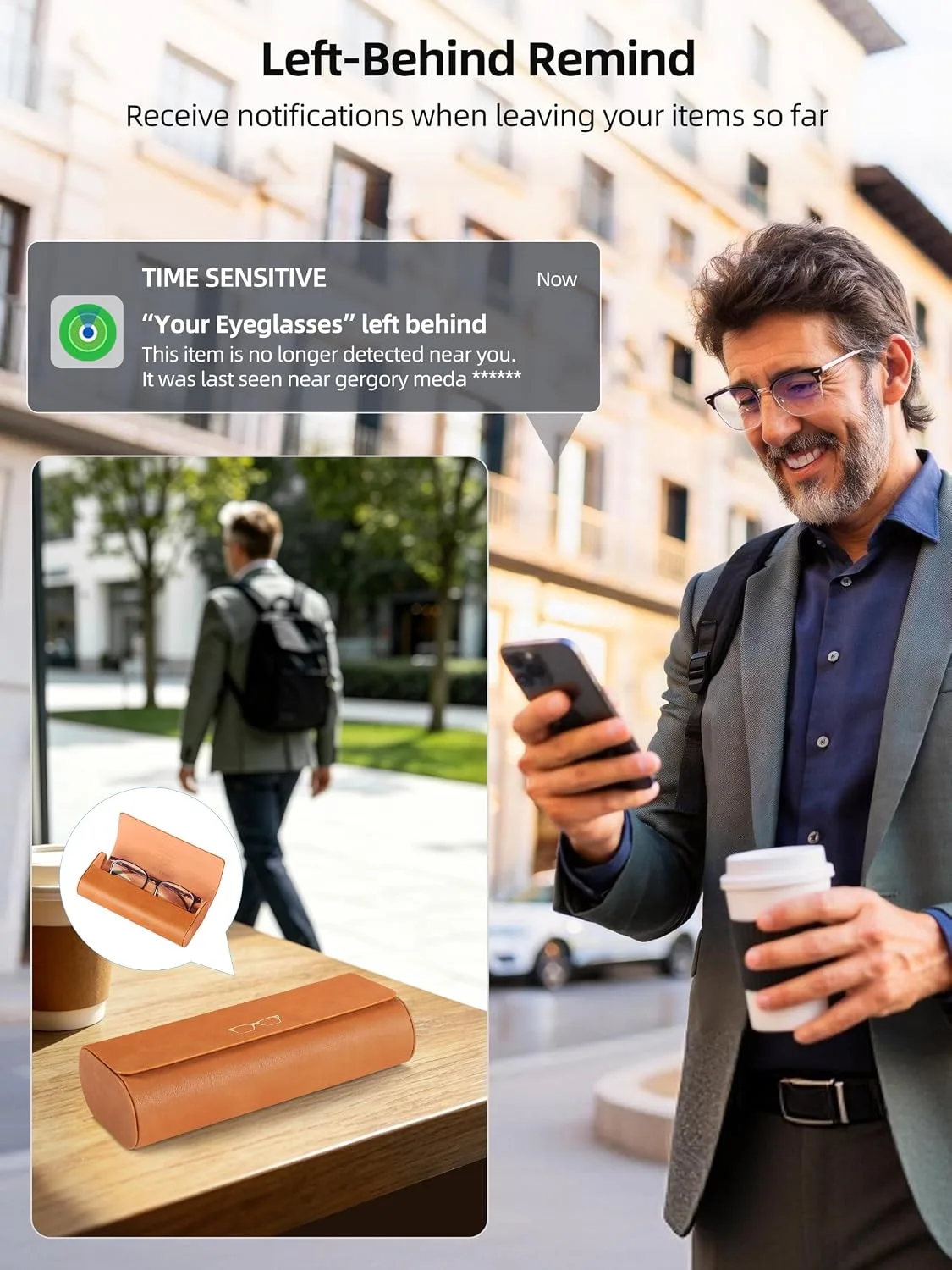 ExtreLife Smart Glasses Case, Works with Apple Find My, Rechargeable