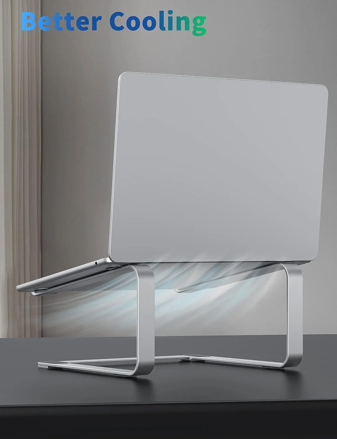 SOUNDANCE Laptop Stand for Desk, Metal Riser, Fits 12-17.3 Inch, Silver