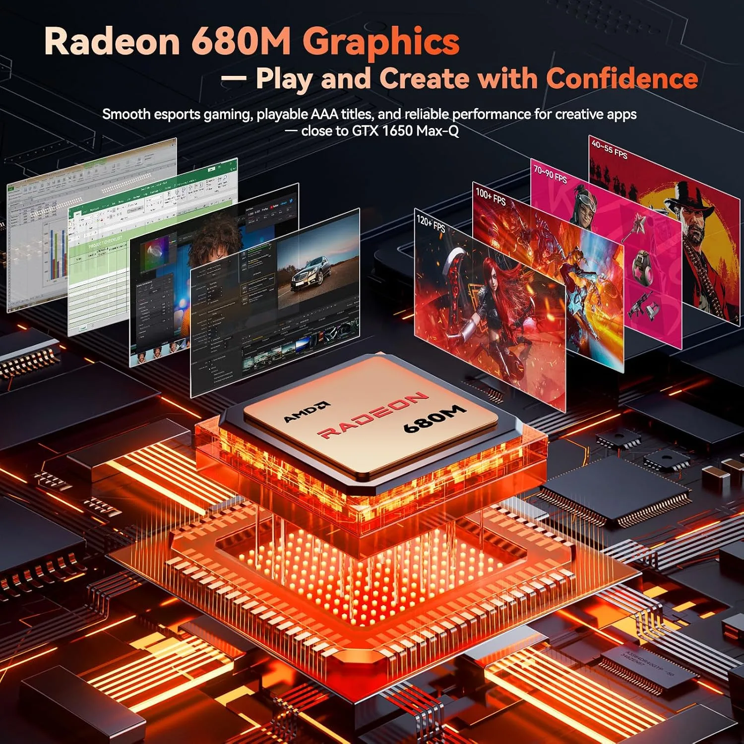 NIMO 17.3" FHD IPS Gaming Laptop, AMD Ryzen 7 Computer (Up to 4.75 GHz, Beat i7-12650H) with 16GB DDR5 RAM 1TB SSD Radeon 680M GPU 2-Yr Warranty 180° View Multifuntional for Business Creator Student