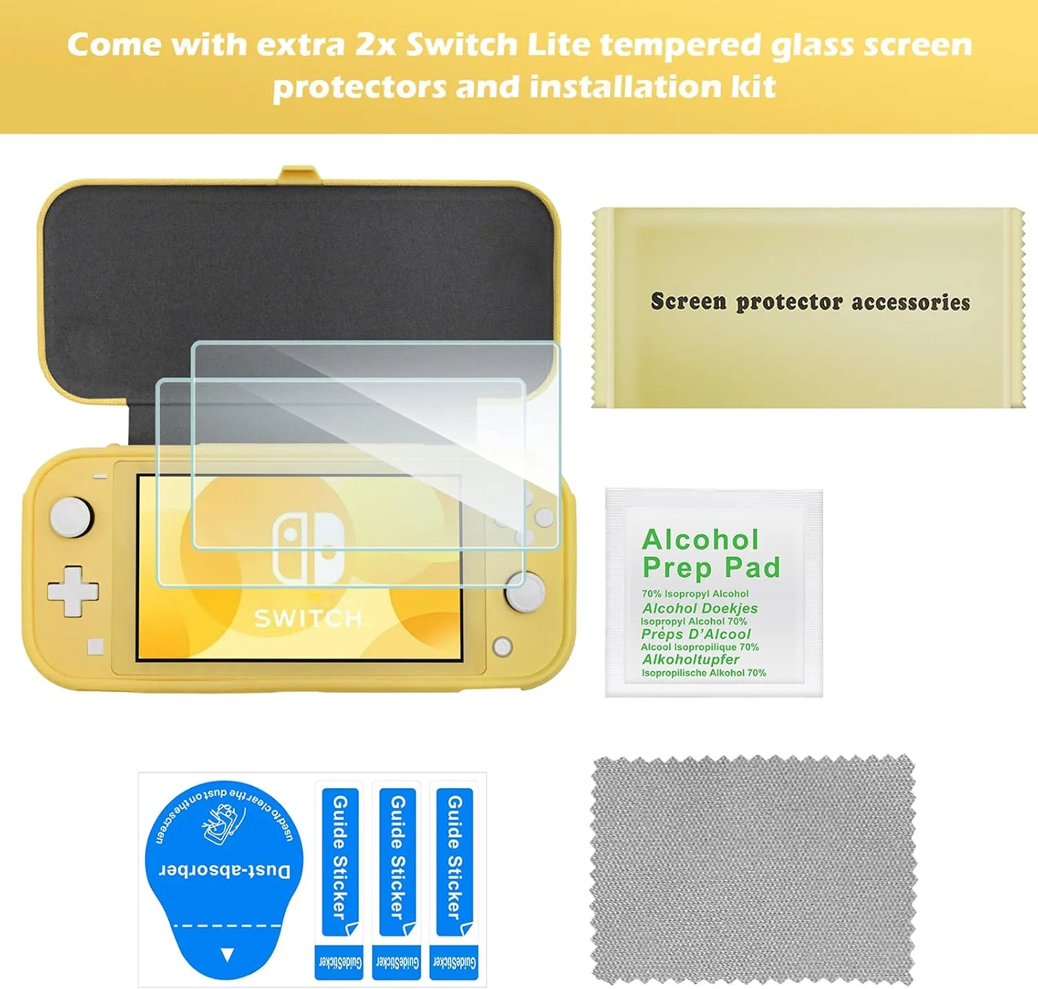 ProCase Flip Cover for Switch Lite with 2 Pack Screen Protectors, Yellow