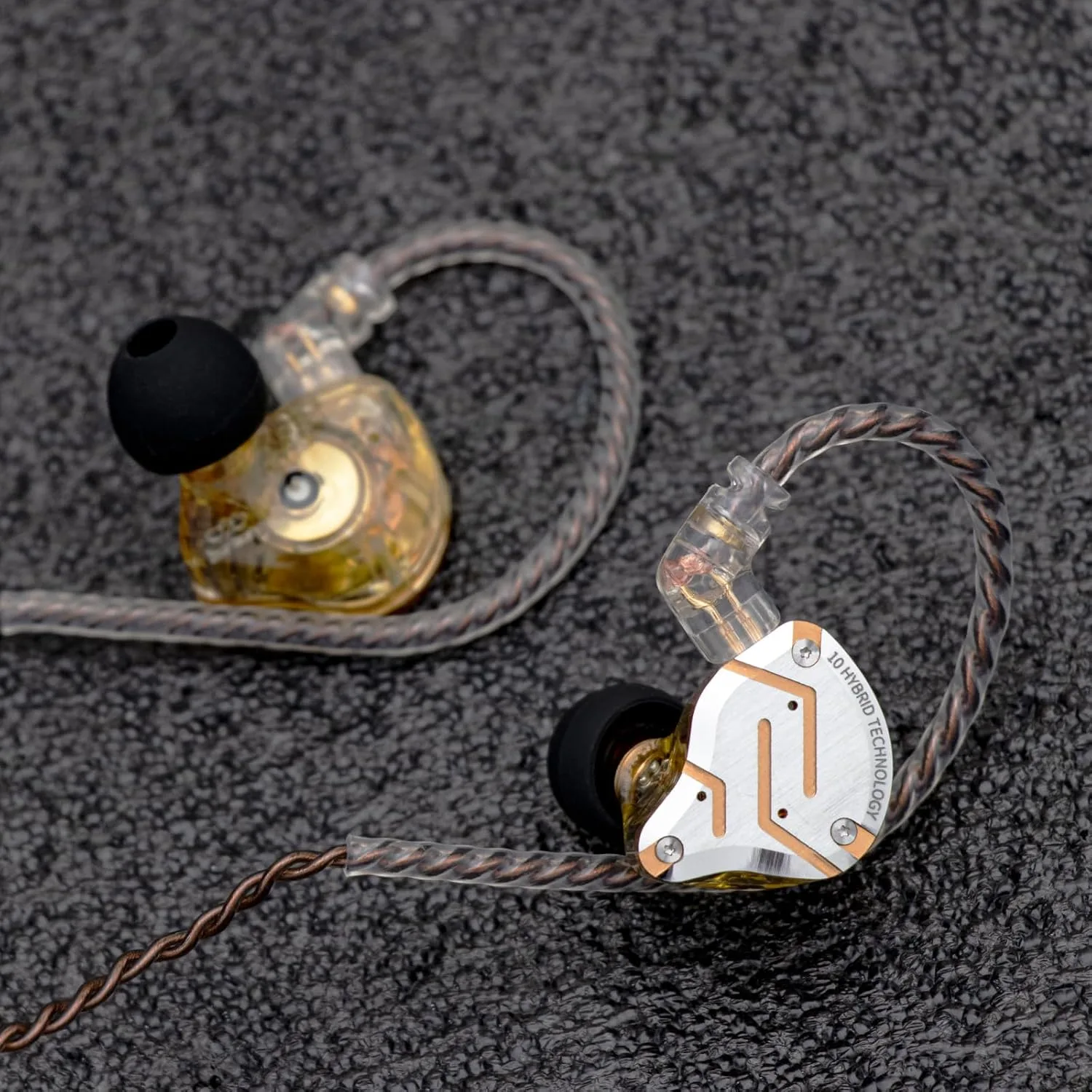 Linsoul KZ ZS10 Pro, 4BA+1DD 5 Driver in Ear Monitor, HiFi Wired Earbuds, Gaming Earbuds, Hybrid IEM Earphones with Stainless Steel Faceplate, Detachable Cable for Musician(Without Mic, Glare Yellow)