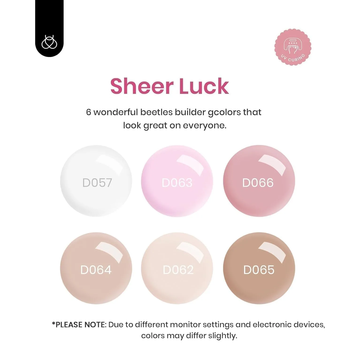 Beetles Builder Gel Set, 6 Colors 8 in 1 Nude Pink Builder Nails Gel