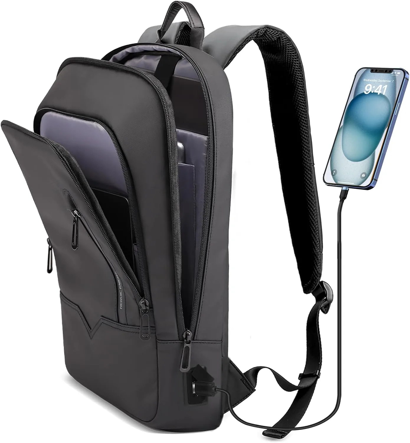 hk Backpack for Men, Business Slim Computer Bag for 17.3 Inch Laptop