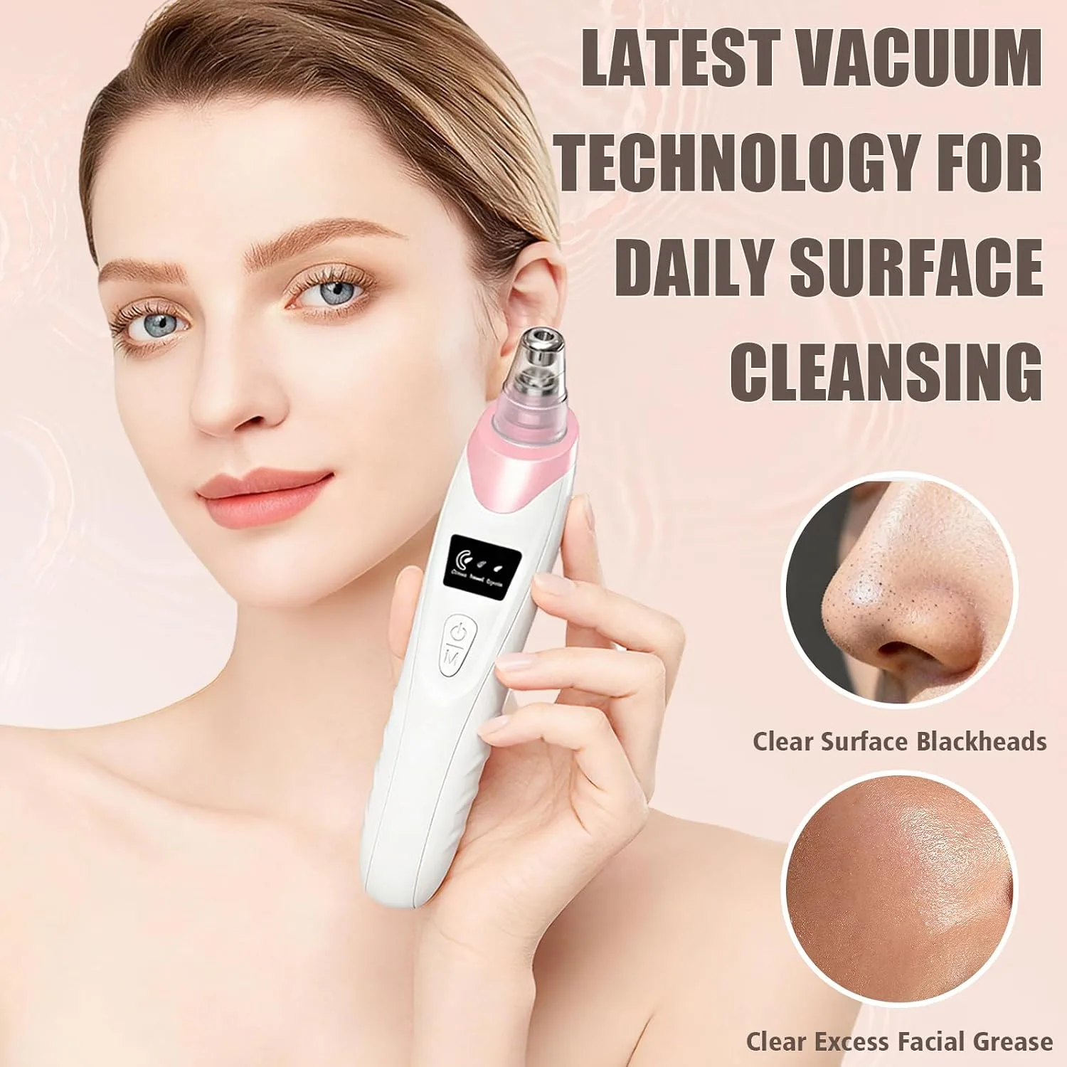 Blackhead Remover Pore Vacuum,Facial Pore Cleaner Blackhead Vacuum (Pink)