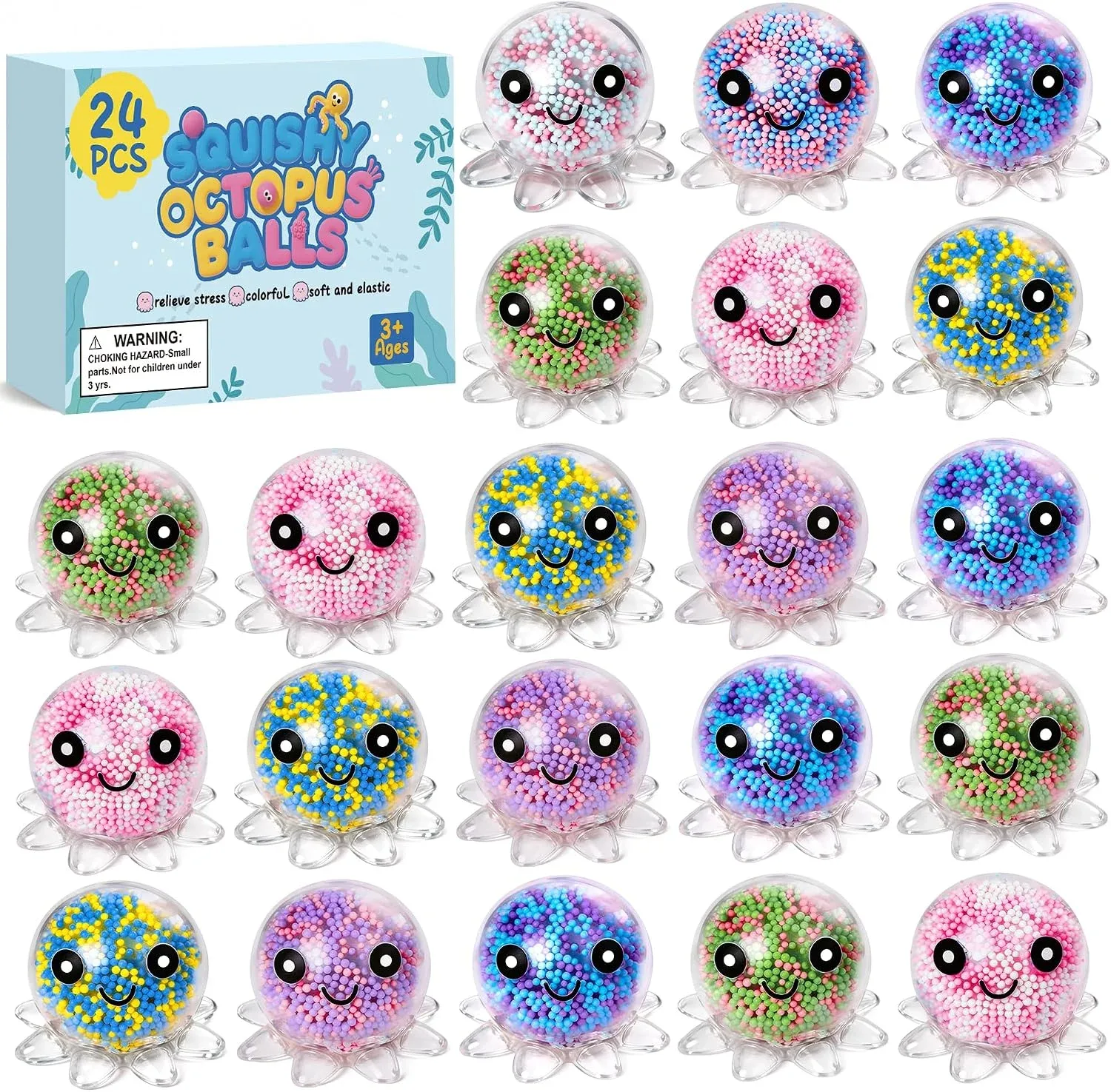 24 Pack Octopus Stress Balls Set for Kids Adults,
