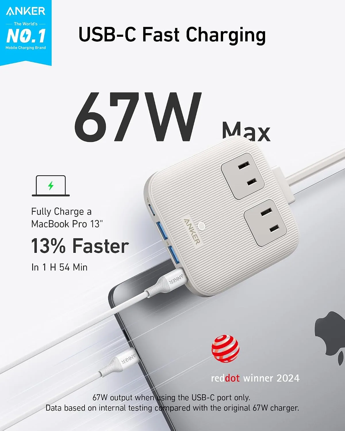 Anker Travel Power Strip, Anker Nano 67W Max 6-in-1 USB C Charger, 2 USB C