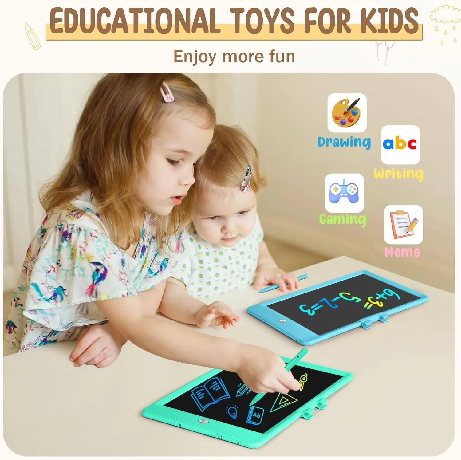 Kidopire LCD Writing Tablet, 2Pack Drawing Pad for Kids, Kid Doodle Board