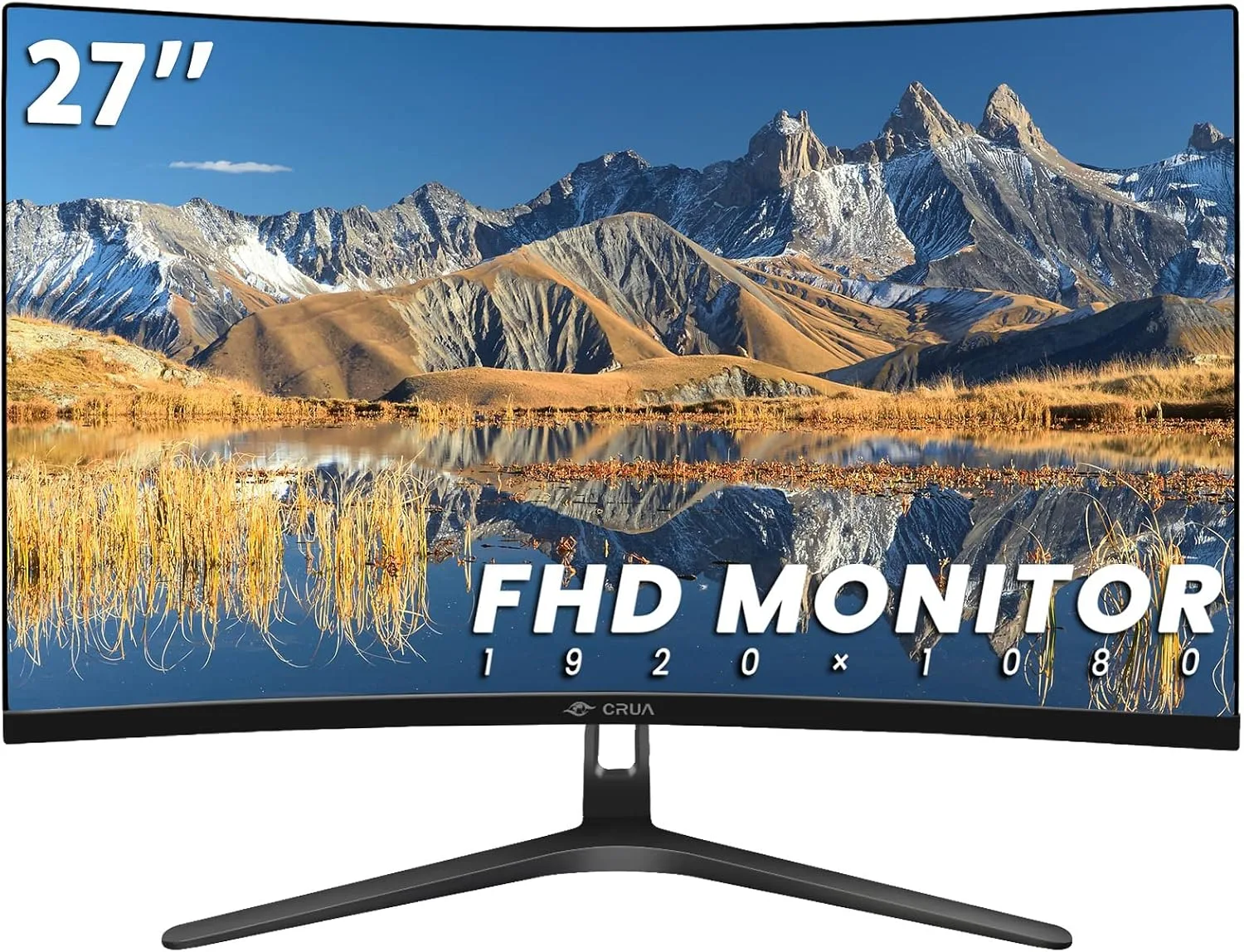 CRUA 27" FHD 1080P 100Hz Curved Computer Monitor, 1800R, HDMI/VGA, Black