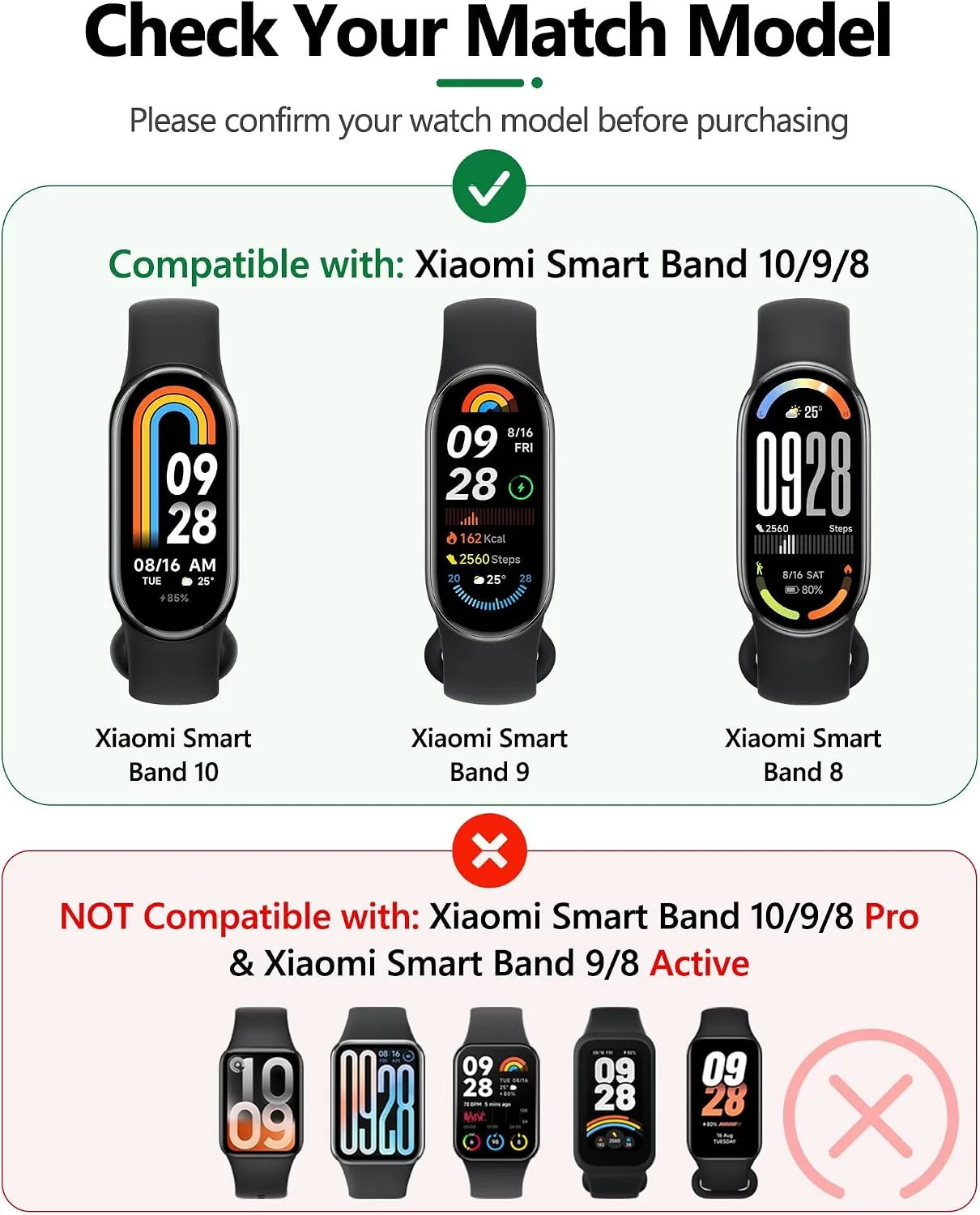 Replacement Straps for Xiaomi Smart Band 10/9/8