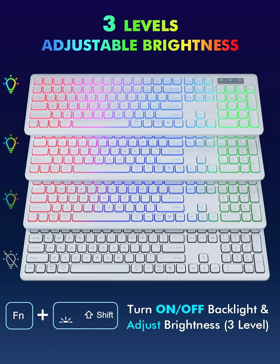 Wireless Keyboard and Mouse Combo with RGB Backlit, Rechargeable