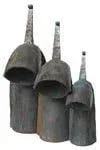 African Gankogui Bell Set - Iron Double Cow Bell - Set of 3, Large Medium and Small from Ghana