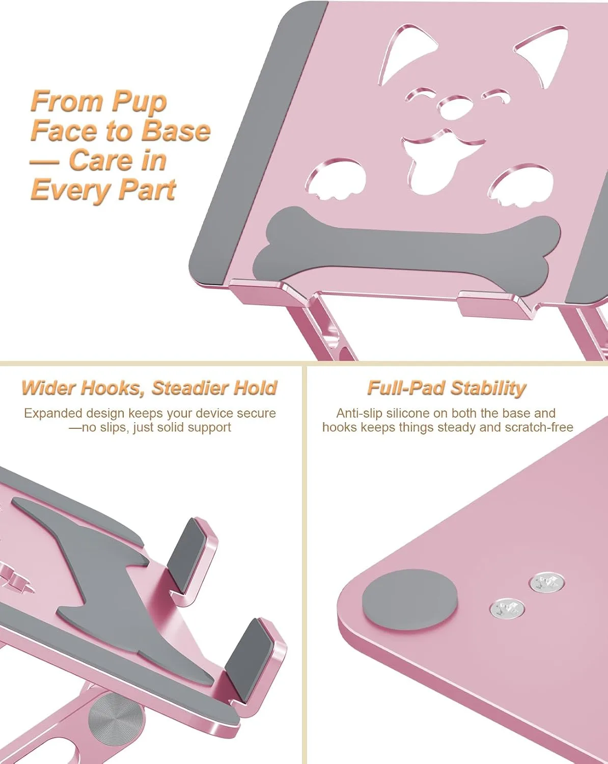 Aoviho Aluminum Laptop Stand for Desk Fit for All 10"-17.3" Laptops, Pink