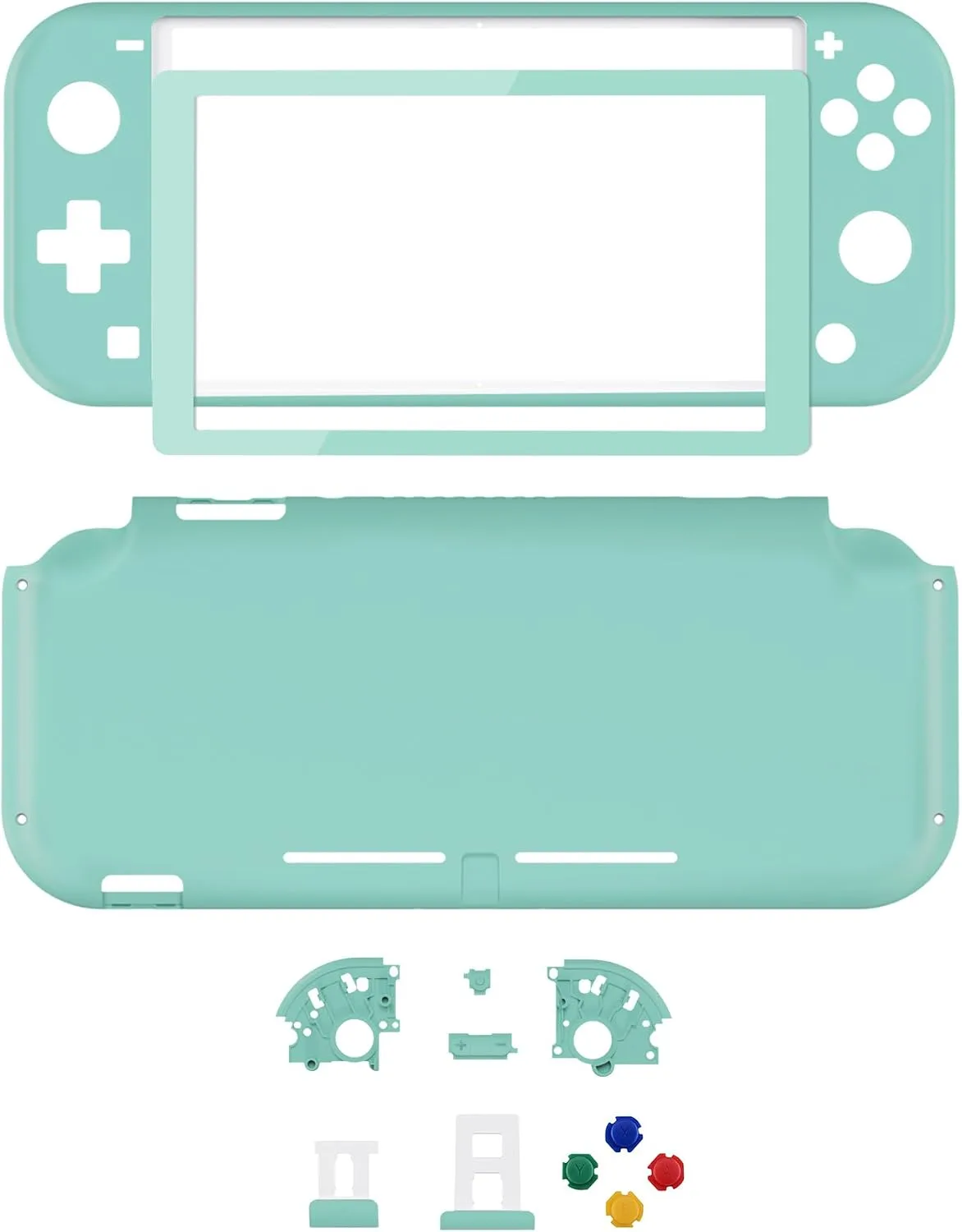 eXtremeRate Misty Green DIY Replacement Shell for Nintendo Switch Lite, NSL Handheld Controller Housing w/Screen Protector, Custom Case Cover for Nintendo Switch Lite