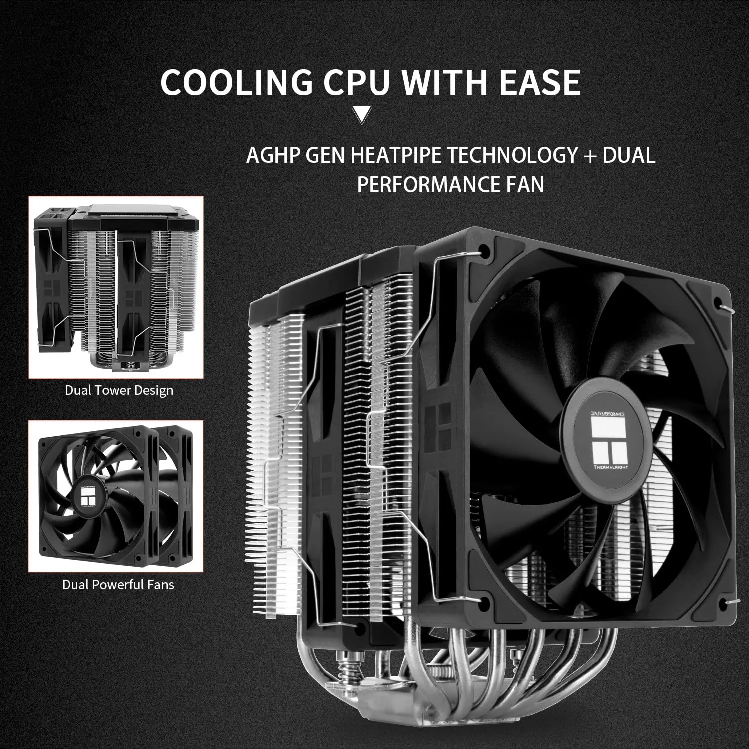 Thermalright Peerless Assassin 120 Digital Black CPU Air Cooler, Digital Screen Top Cover,6 Heatpipes Computer CPU Cooler, for AM4/AM5,Intel LGA1700/1851/1150/1151/1200, PC Cooler-Black