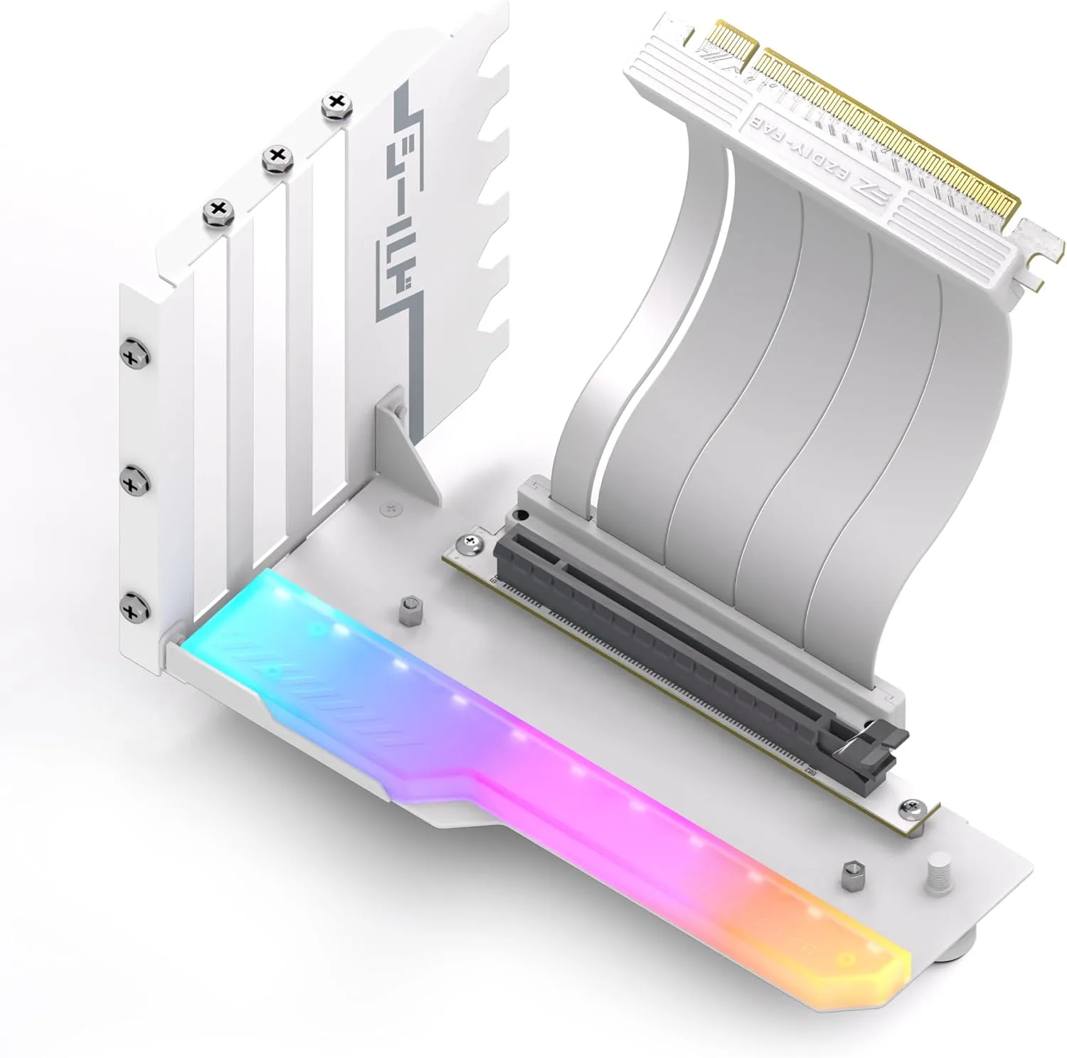 EZDIY-FAB Shield ARGB Vertical GPU Mount, 115mm PCIe 4.0 Riser Cable, White