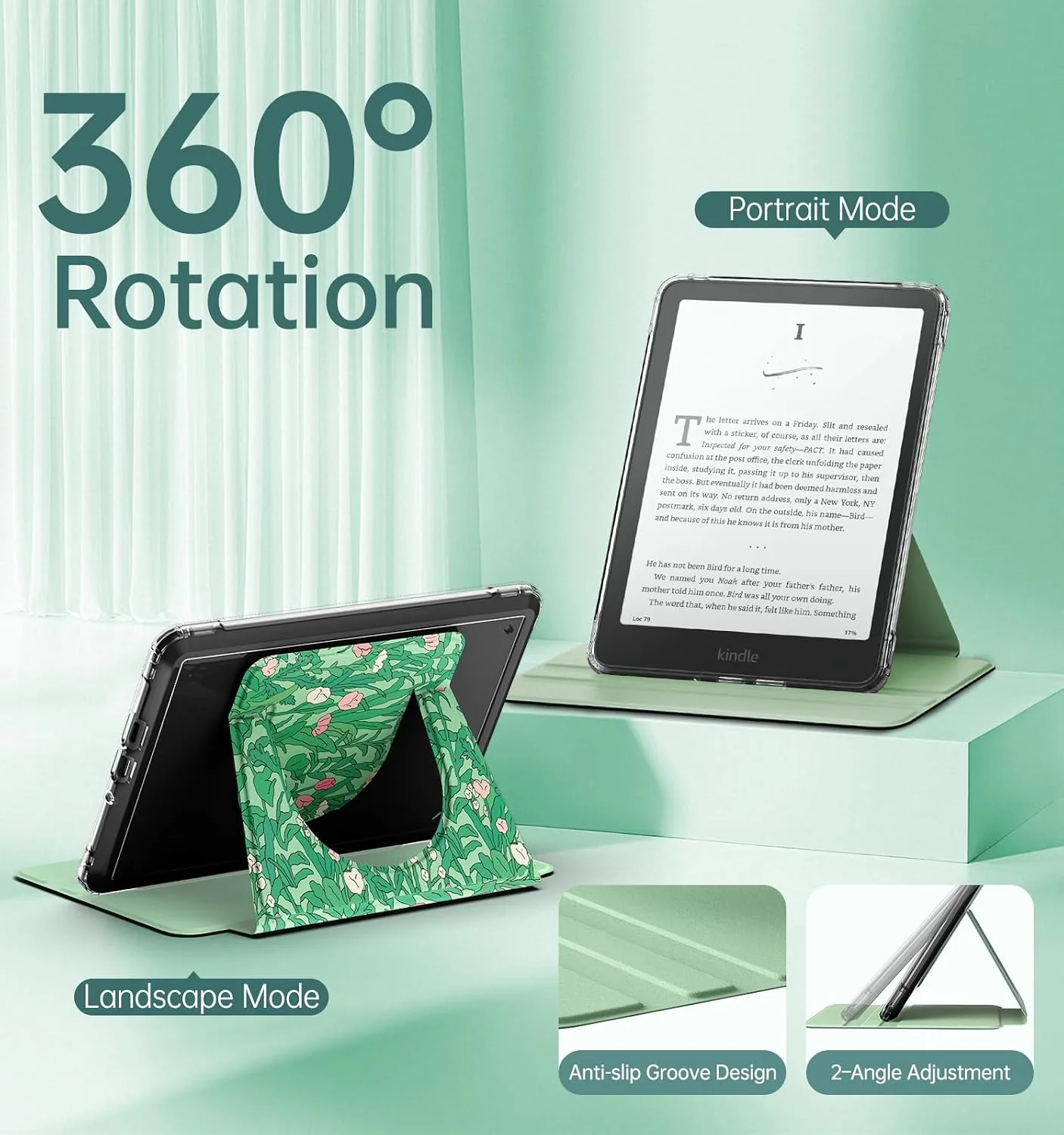 MoKo 360°Rotating Case for 7" Kindle Paperwhite 12th Gen 2024 & Colorsoft