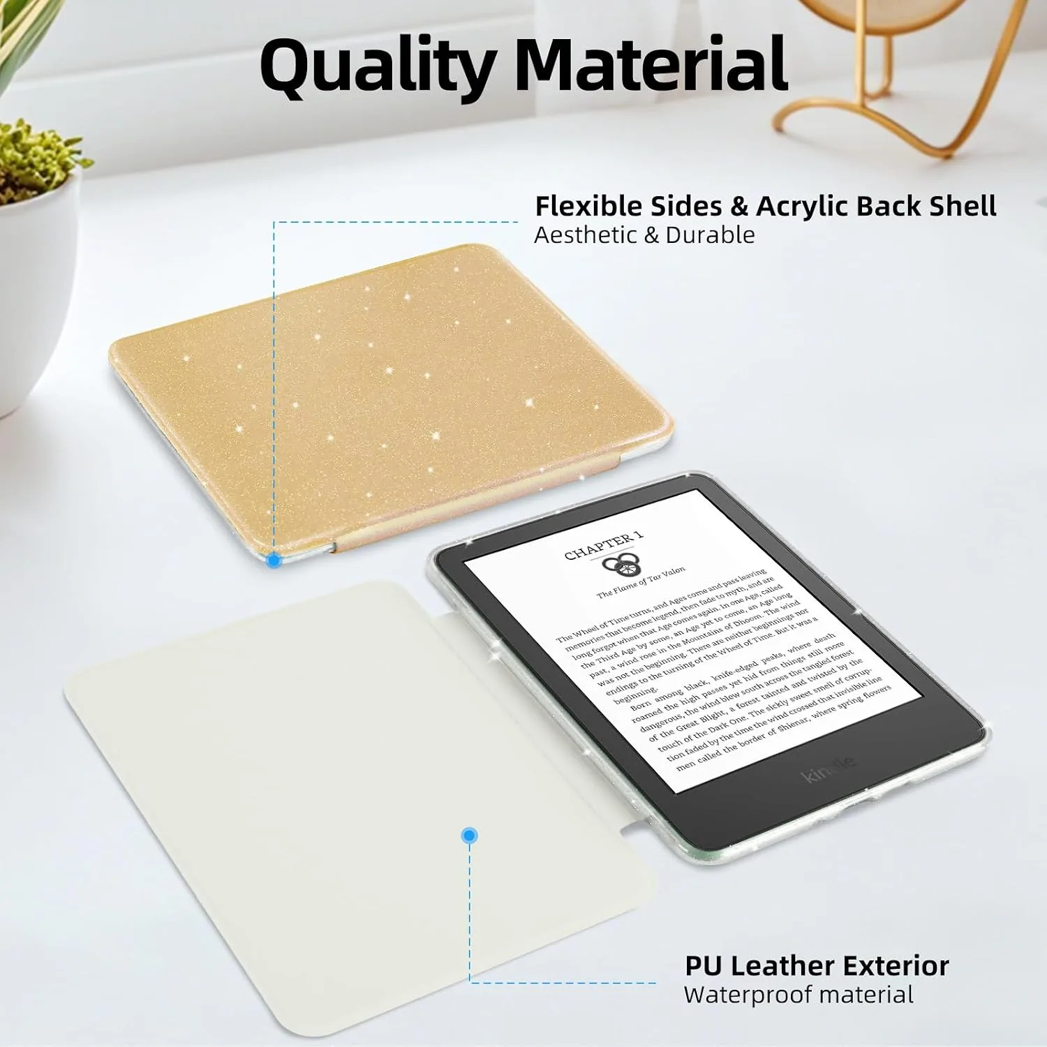 Glitter Case for 6" Kindle Basic 11th Gen 2024/2022,Glitter Golden
