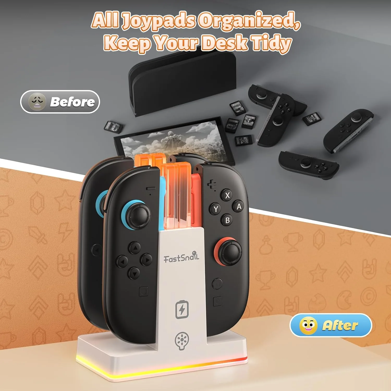 FASTSNAIL Switch 2 Controller Charger Dock for Nintendo Switch 2 for JoyCon
