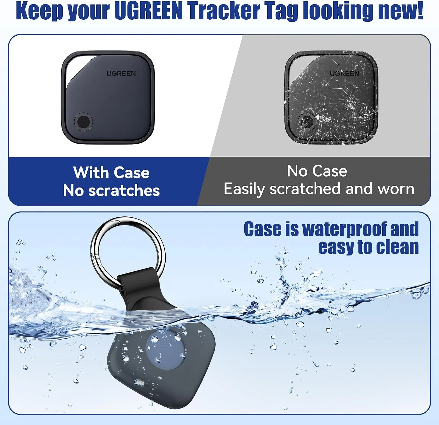 DDJ Silicone Case with Keychain for UGREEN Tracker Tags, 4-Pack