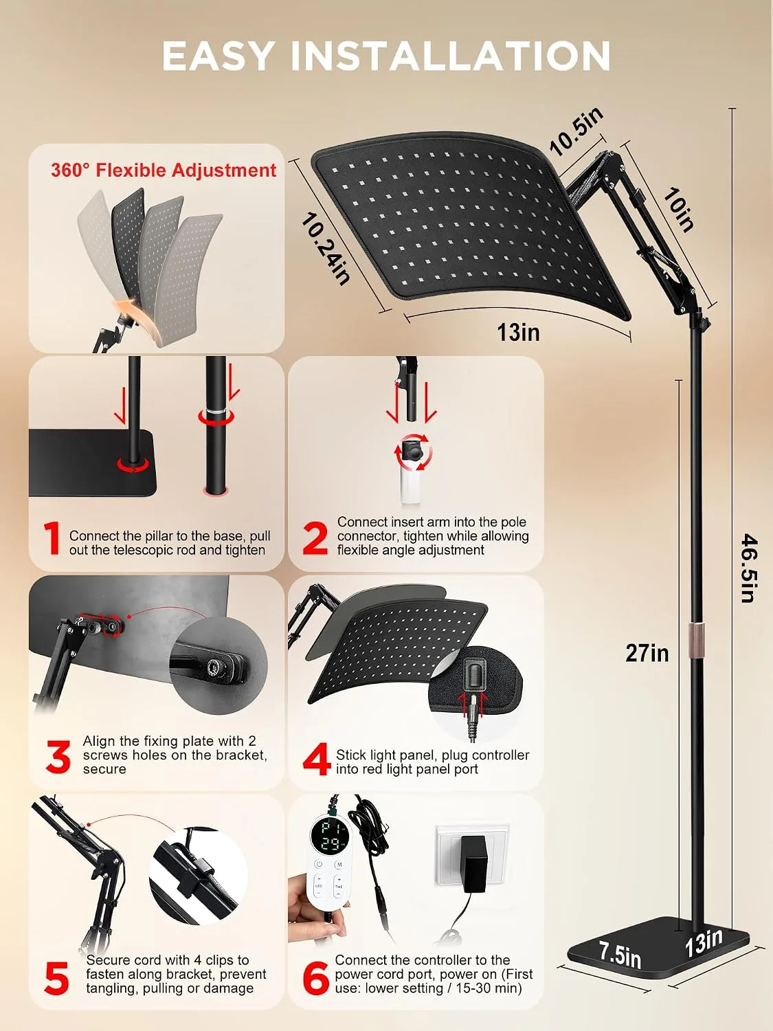 INTEO Red Light Therapy for Face and Body, Infrared Red Light Therapy Lamp