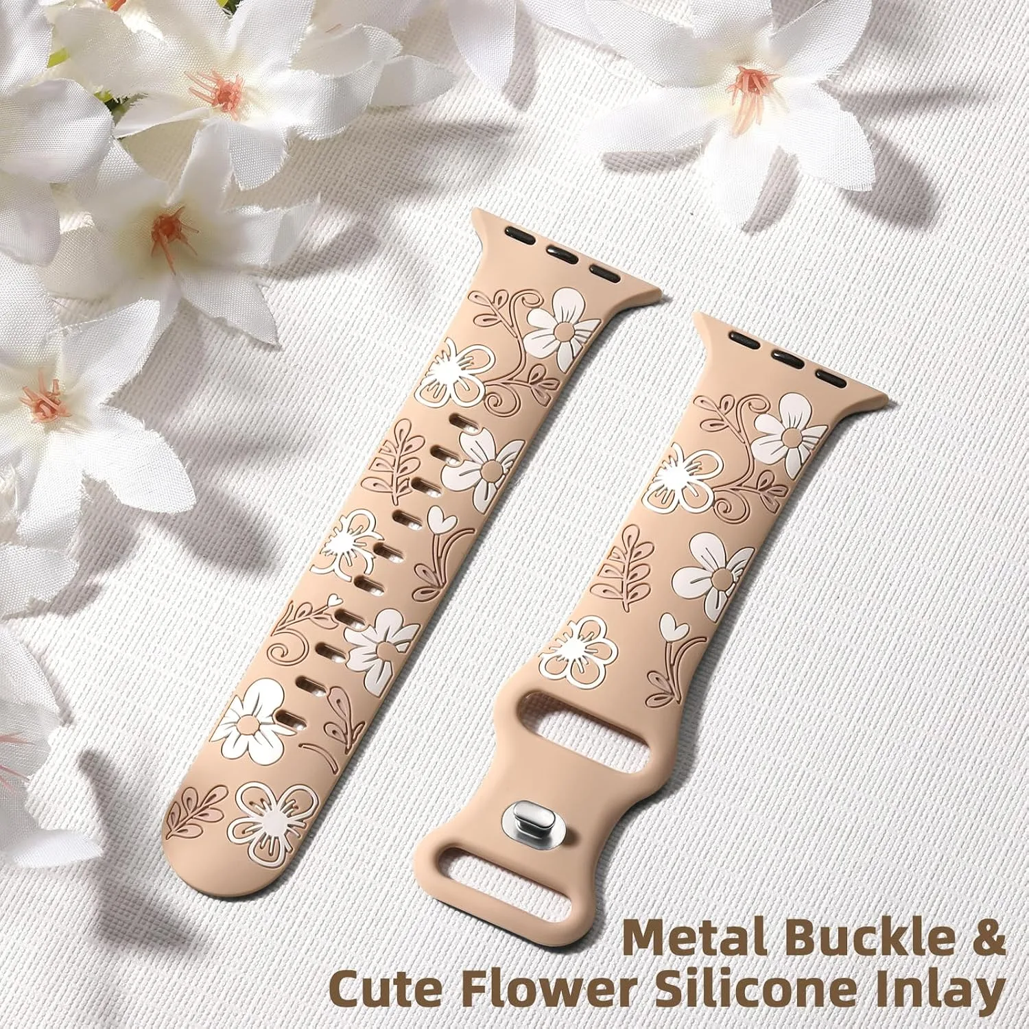 Witzon Floral Silicone Band Compatible with Apple Watch Bands For Women