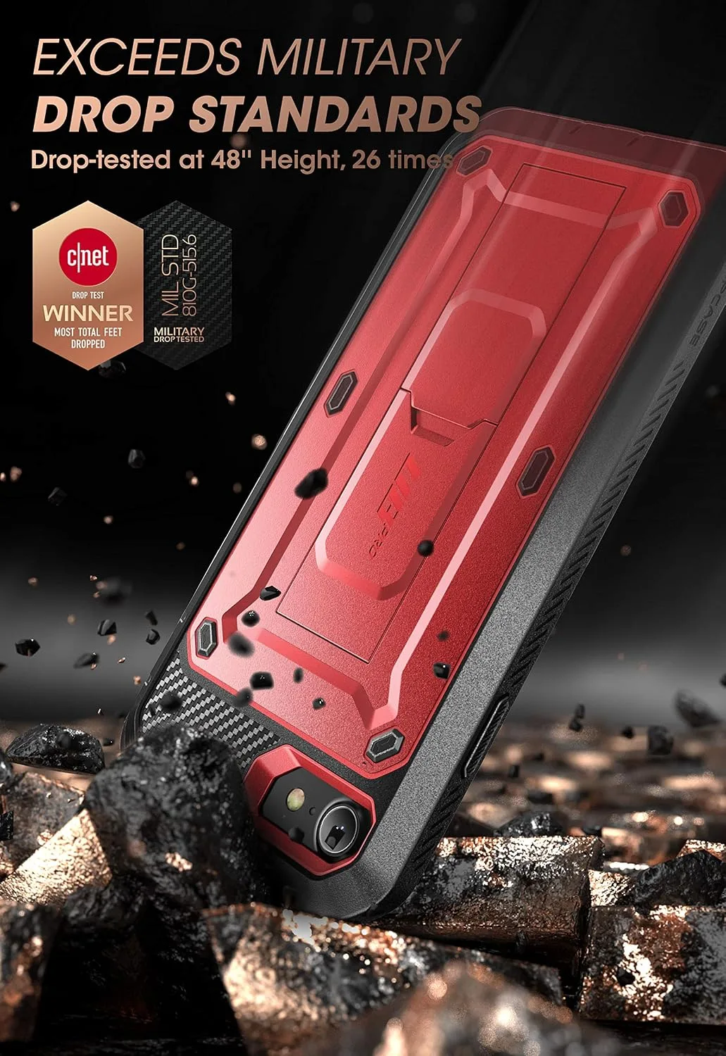 SUPCASE for iPhone SE 3rd / SE 2nd /7/8 Case with Screen Protector, Red
