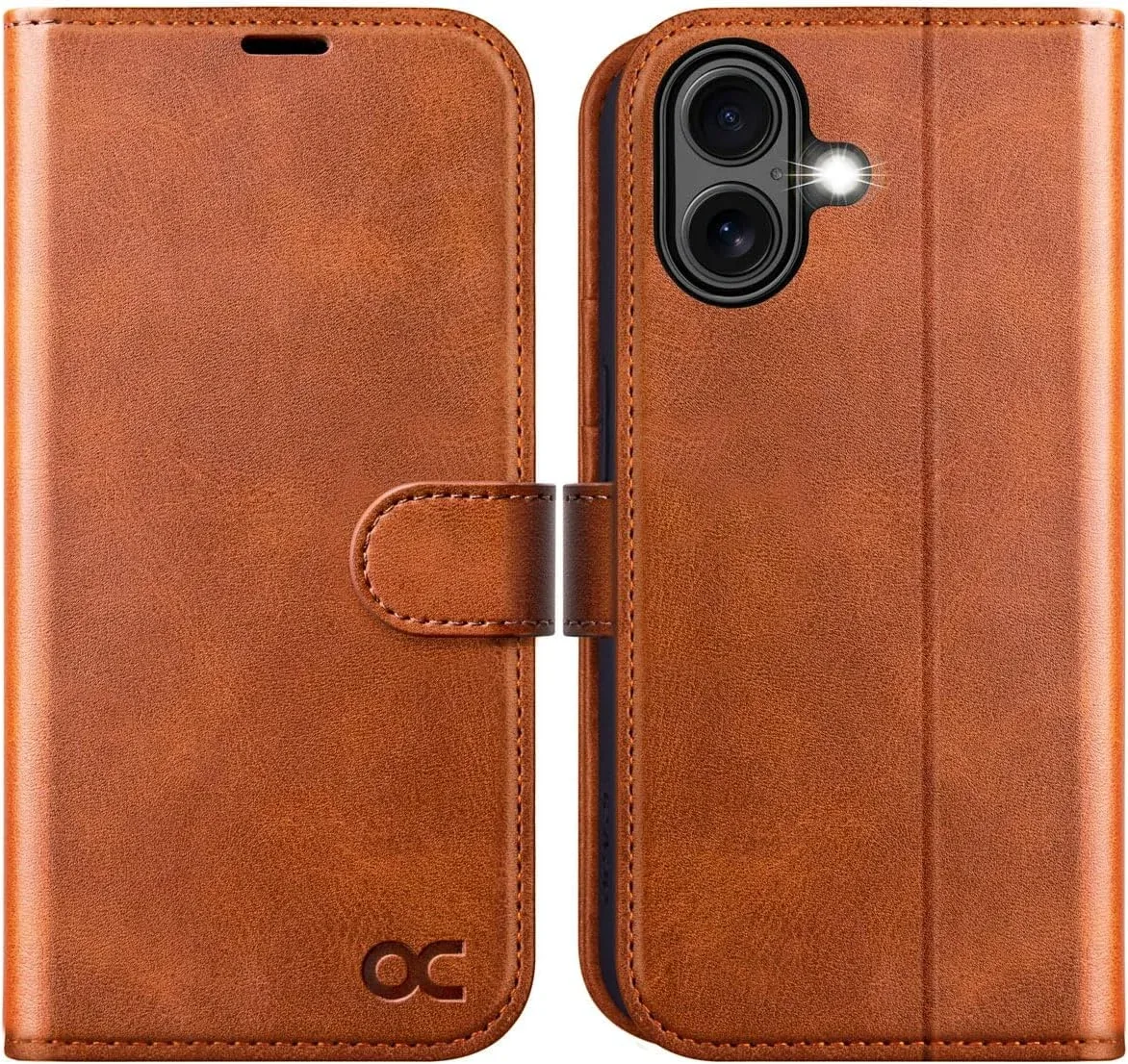 OCASE for iPhone 16 Wallet Case, Card Holder, Brown