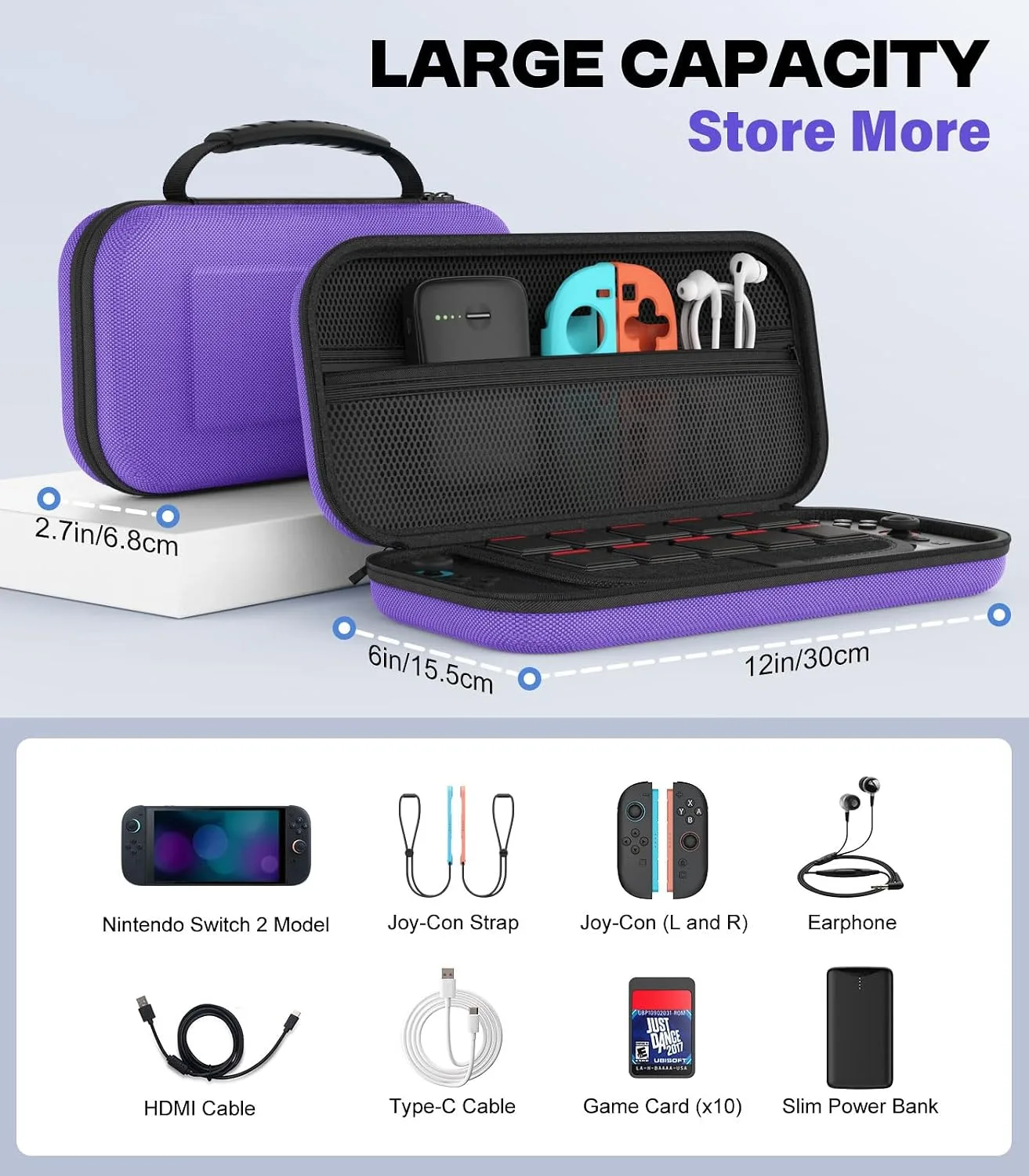 MoKo Carrying Case for Nintendo Switch 2 2025 Holds 10 Cartridges w/Pockets