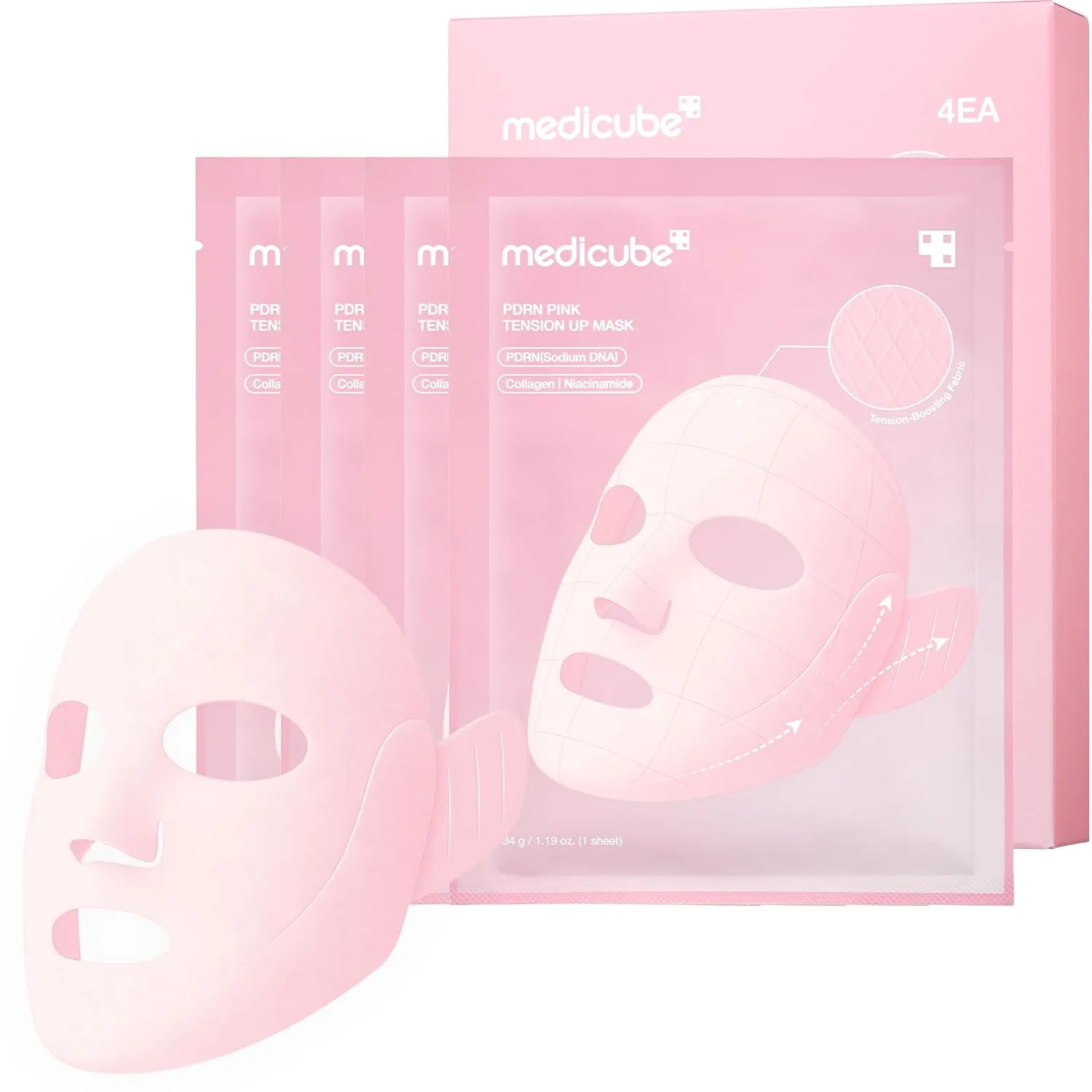 medicube PDRN Pink Tension Up Sheet Mask - 3-Step Contouring Mask