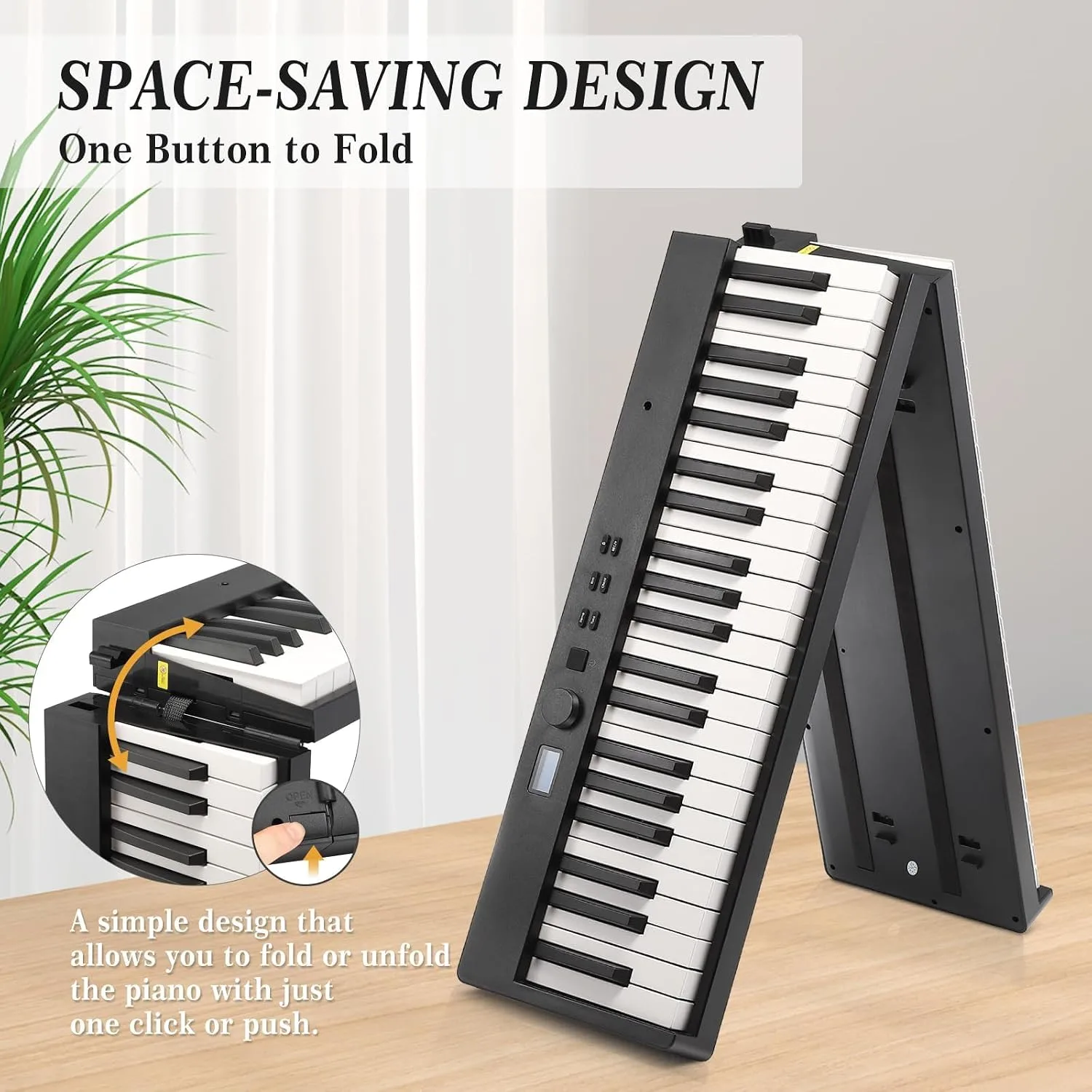 Garvee 88 Key Full-Size Semi-Weighted Electronic Keyboard Piano, Portable Folding Design with Headphones, Sustain Pedal, Stand, Power Adapter & Travel Case - Perfect for Beginners and Adult Players