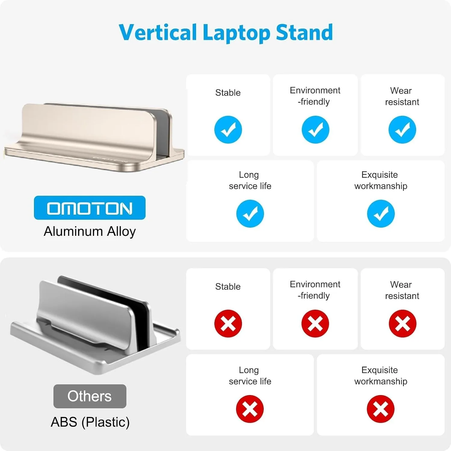 OMOTON Vertical Laptop Stand Holder, Adjustable Dock for MacBook, Starlight