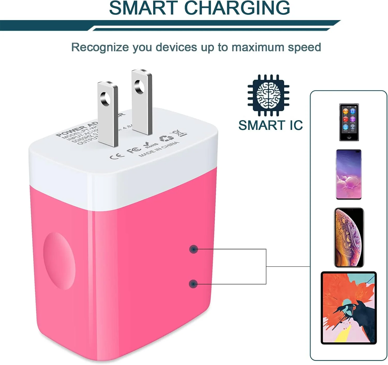 USB Charger Cube, Wall Charger Plug, AILKIN 4.8A 4-Muti Port USB Adapter