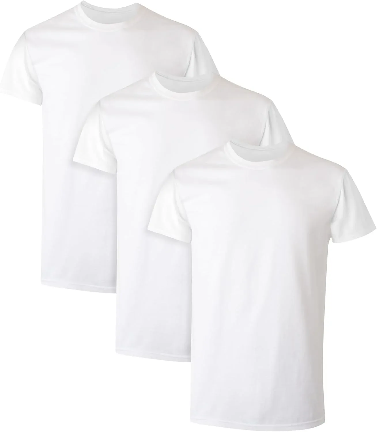 Hanes Mens Cotton, Moisture-wicking Crew Tee Undershirts, Multi-packs, White - 3 Pack, X-Large US