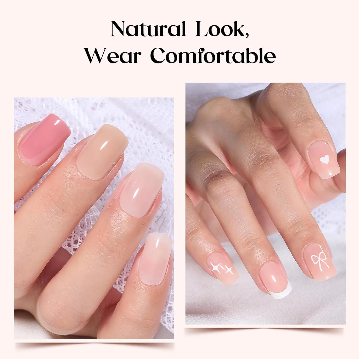 Beetles Press On Nails Kit - Creamy Drizzle, Short Square 720Pcs 24 Colors