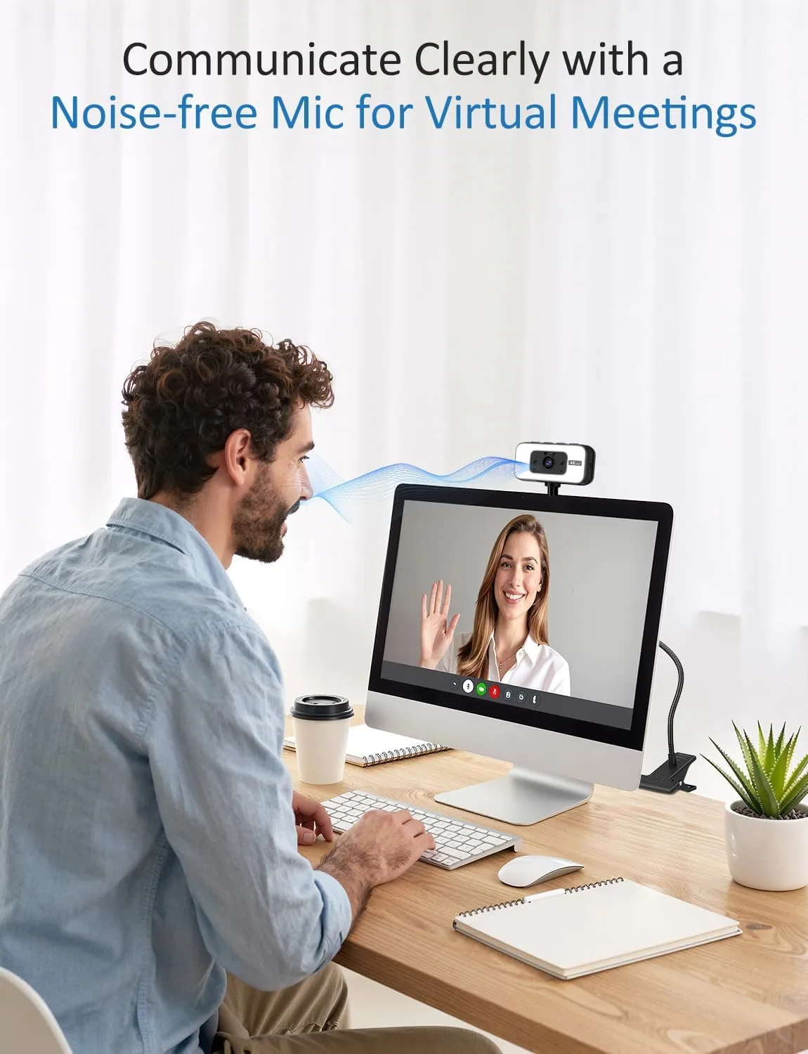 4K Webcam for PC with Light, PDAF Autofocus and Mic for PC Streaming