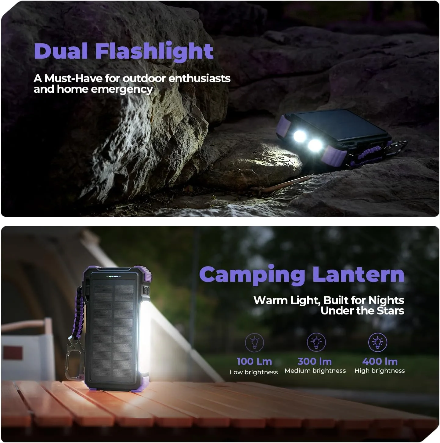 BLAVOR Solar Power Bank 20000mAh, Wireless Charger for Phones & Apple Watch