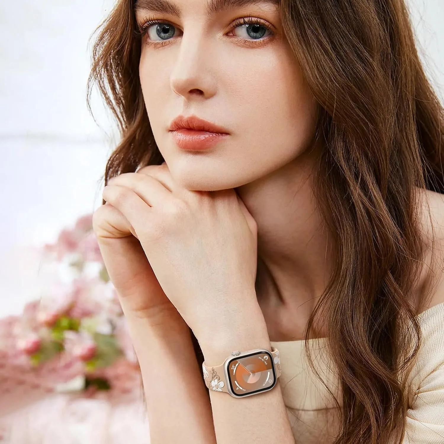 Witzon Floral Silicone Band Compatible with Apple Watch Bands For Women