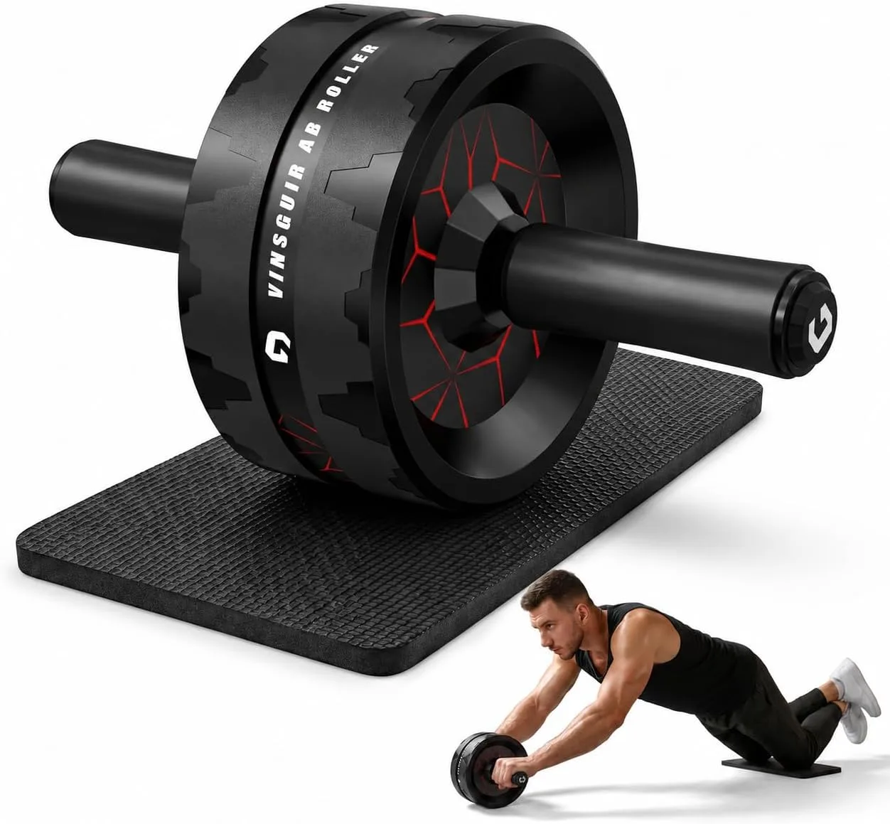 Ab Roller Wheel for Home Gym, Abs & Core Strength Workout with Knee Pad Set