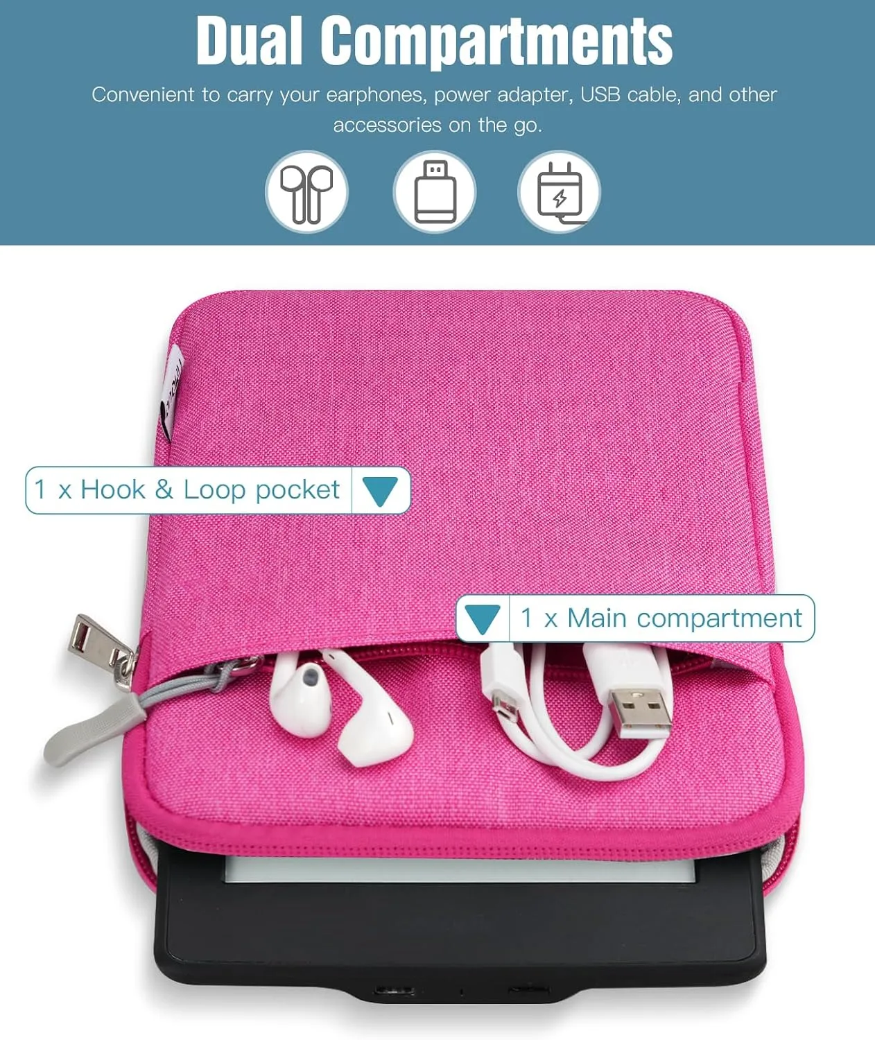 TiMOVO 6-7 Inch Sleeve Case for eReader, Rose Pink