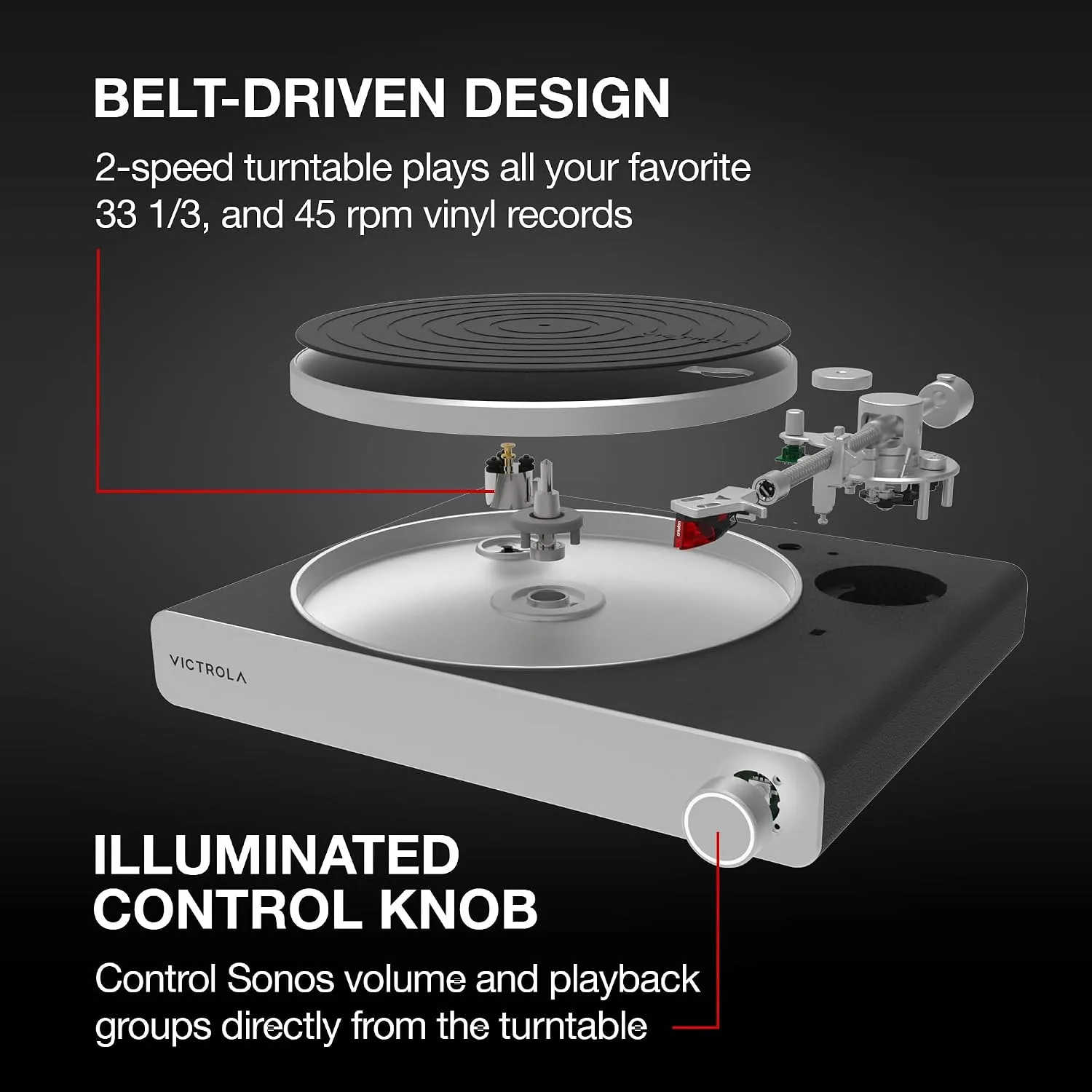 Victrola Stream Carbon - Wi-Fi Turntable, Works with Sonos - Black