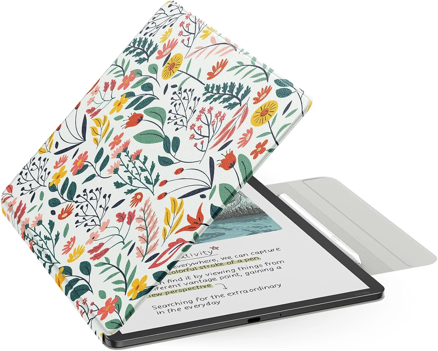 MoKo Magnetic Case for 11" Kindle Scribe 3rd & Colorsoft 1st, Flowers