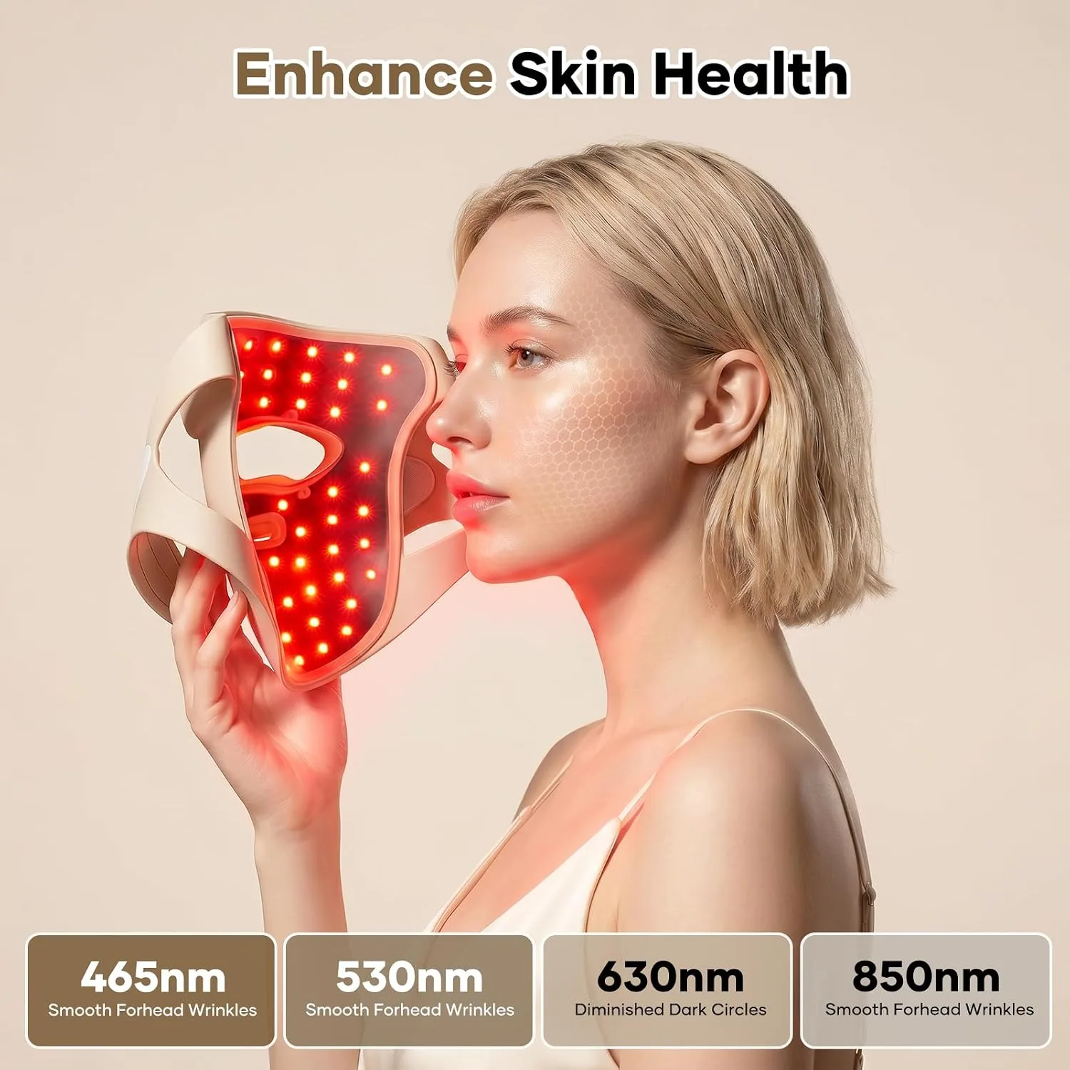 RB-061 Red Light Therapy Mask for Face,USB-C Rechargeable 850nm