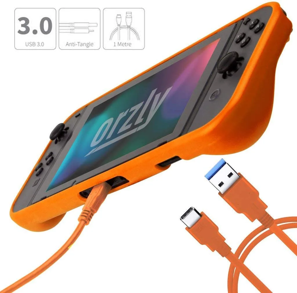 Orzly Essential Accessories Bundle for Nintendo Switch 1 & OLED, Orange