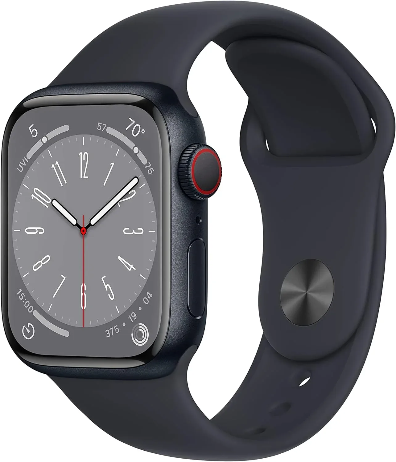 Apple Watch Series 8 [GPS + Cellular, 41mm] - Midnight Aluminum Case with Midnight Sport Band, M/L (Renewed)