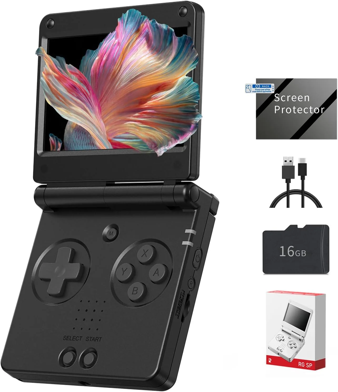 RG SP Retro Handheld Game Console, Update Slimmer Flip RGSP Portable Game Console 3.4'' IPS Screen Linux 16GB 30+ Game Emulators 3300 mAh Support 5G WiFi BT HDMI, No Preloaded Games Graphite