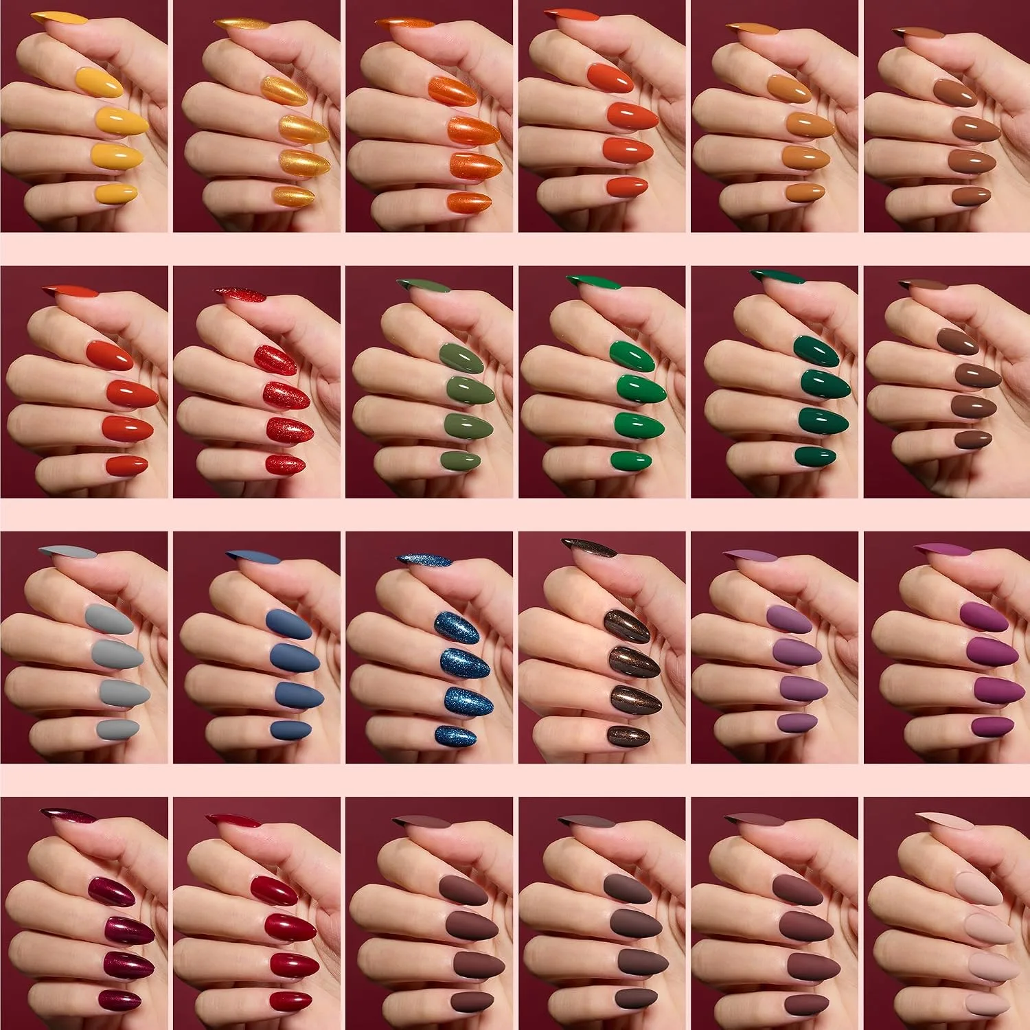 Beetles Press On Nails Kit - Prism Parade, Short Almond 720Pcs 24 Colors