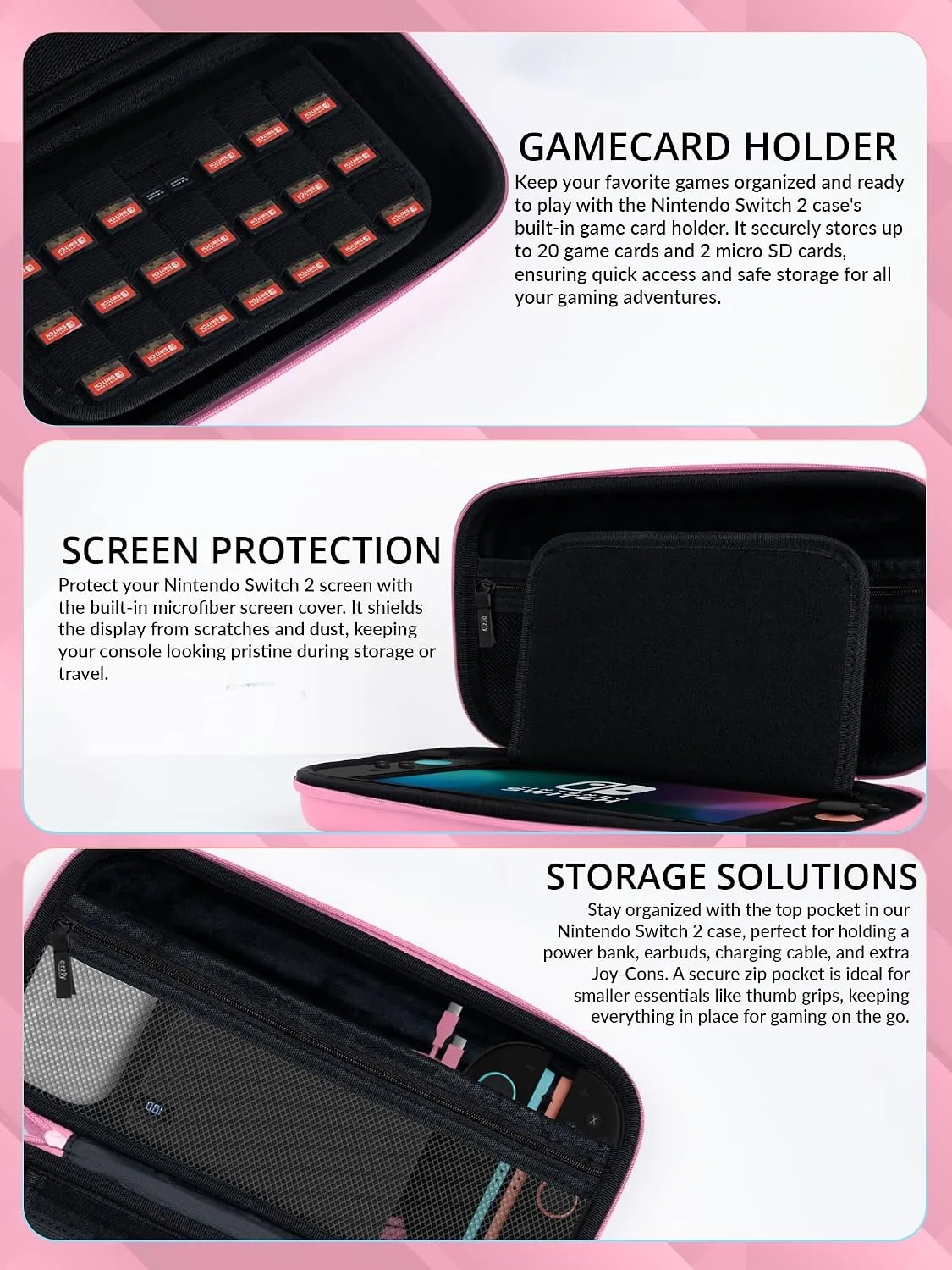 Orzly Case Compatible with Nintendo Switch 2 – Protective Travel Carry Case with Screen Padding, Game Card & microSD Slots, Zipped & Open Pockets for Accessories – 7.9" Gift Boxed