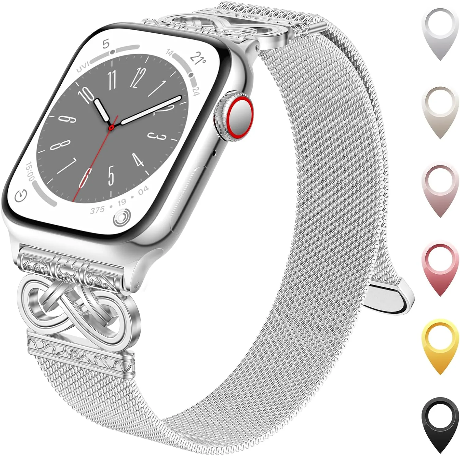 Correa metálica malla con detalle esculpido Ouluoqi compatible con Apple Watch